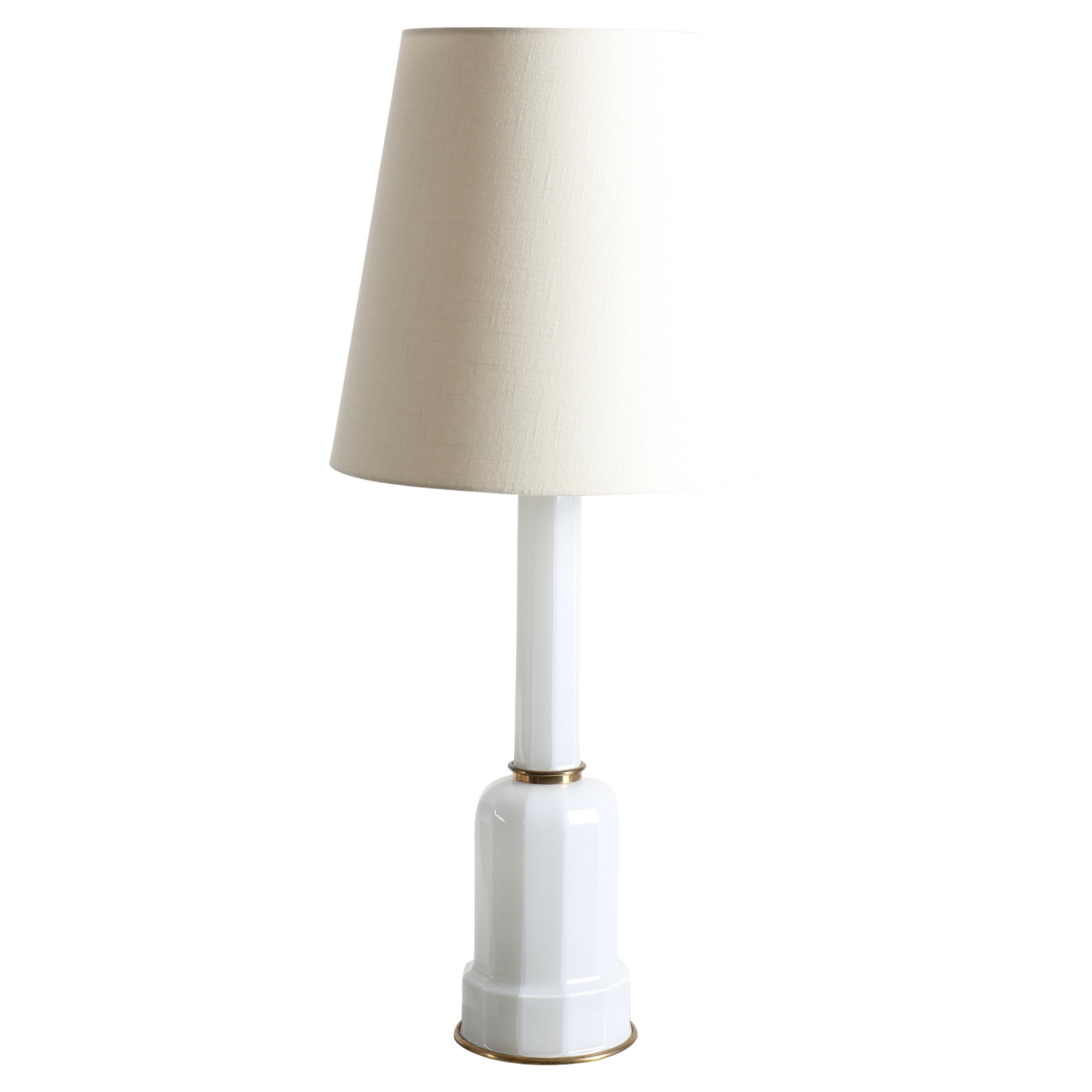 Table Lamp in Opaline Glass, Made in Denmark 1960s For Sale