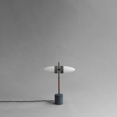 Table Lamp in Oxidised Metal and Opal Glass, Contemporary Work.