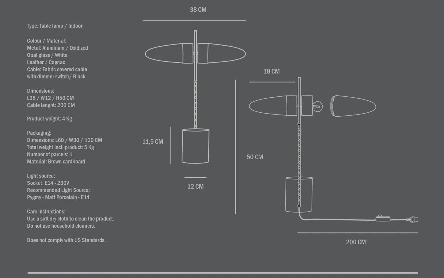 Lampe de table en métal oxydé et verre opale, œuvre contemporaine. en vente 1