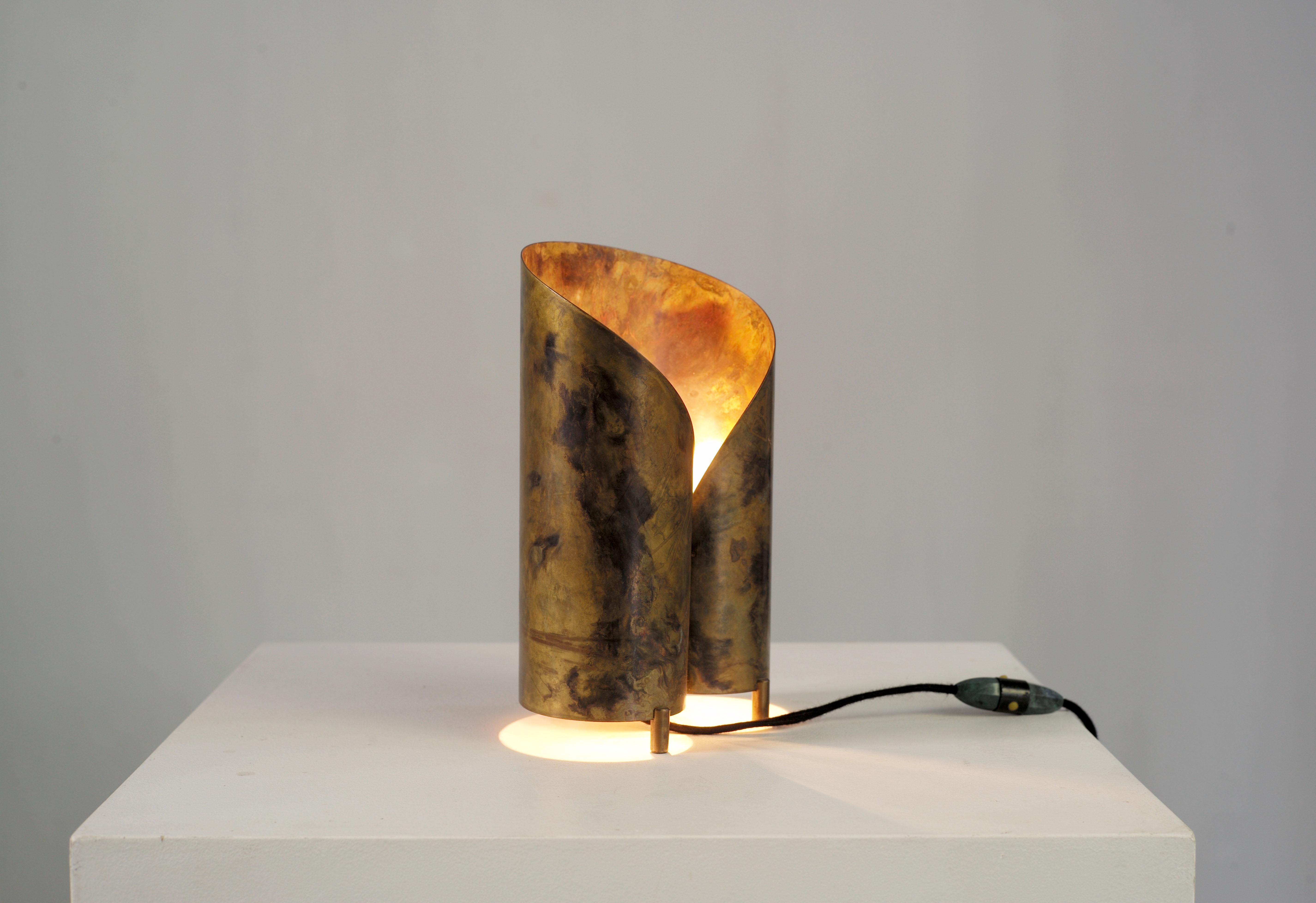 Table Lamp in Oxidized Brass, France, 1950 For Sale 2