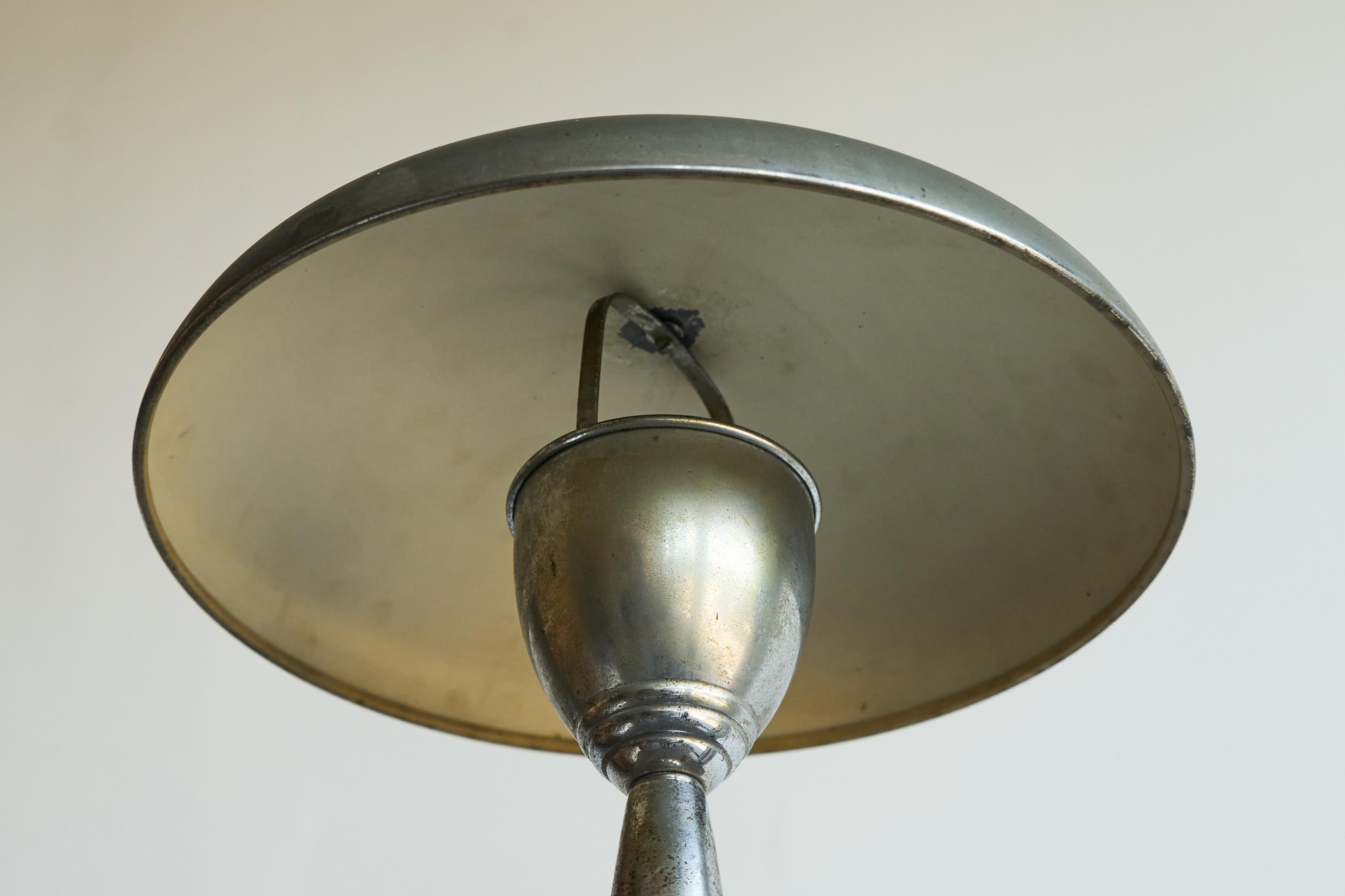 Table Lamp in Patinated and Chrome Plated Brass 1950s For Sale 2