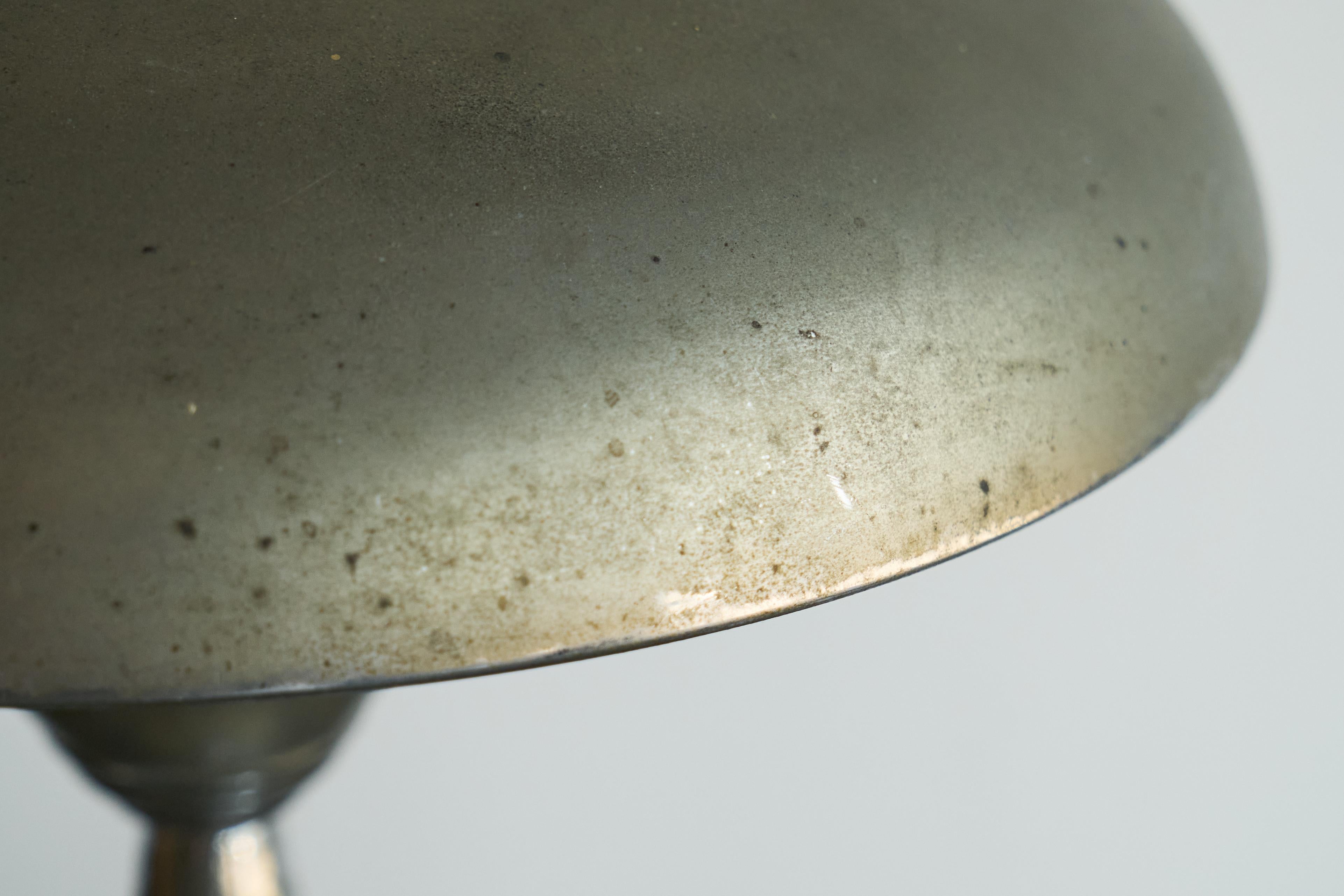 Hand-Crafted Table Lamp in Patinated and Chrome Plated Brass 1950s For Sale
