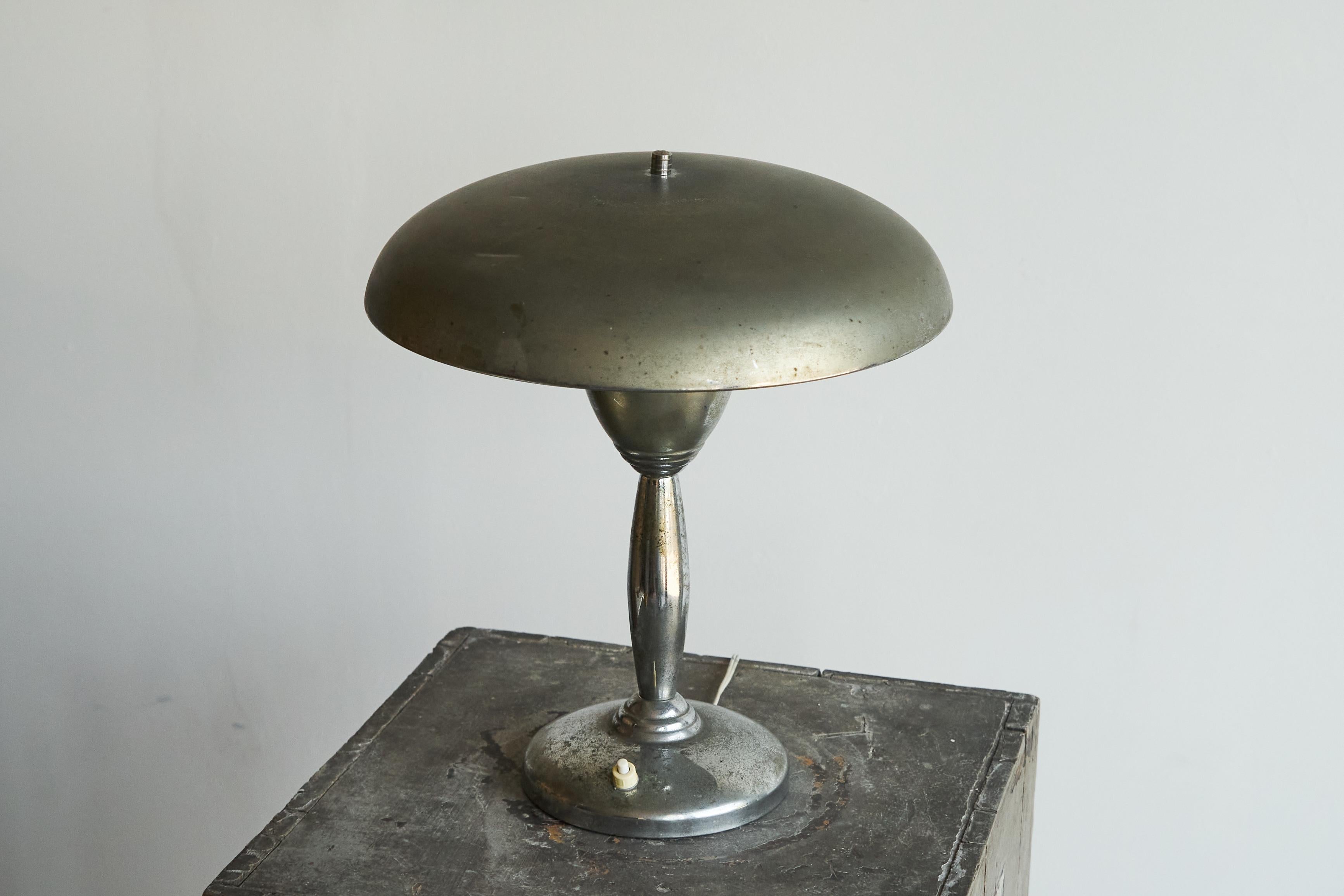 Table Lamp in Patinated and Chrome Plated Brass 1950s In Good Condition For Sale In Meer, VAN