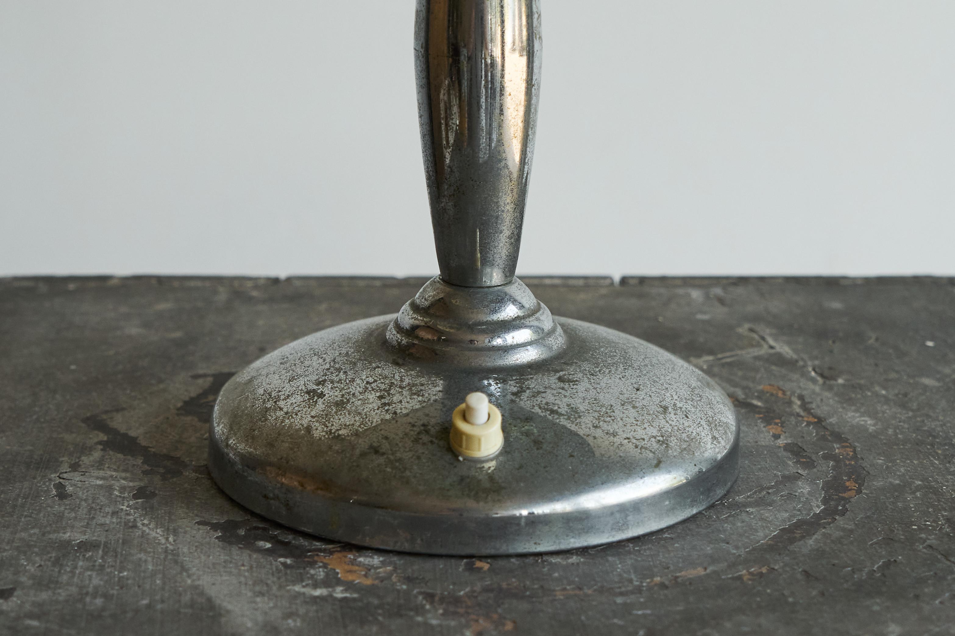 20th Century Table Lamp in Patinated and Chrome Plated Brass 1950s For Sale