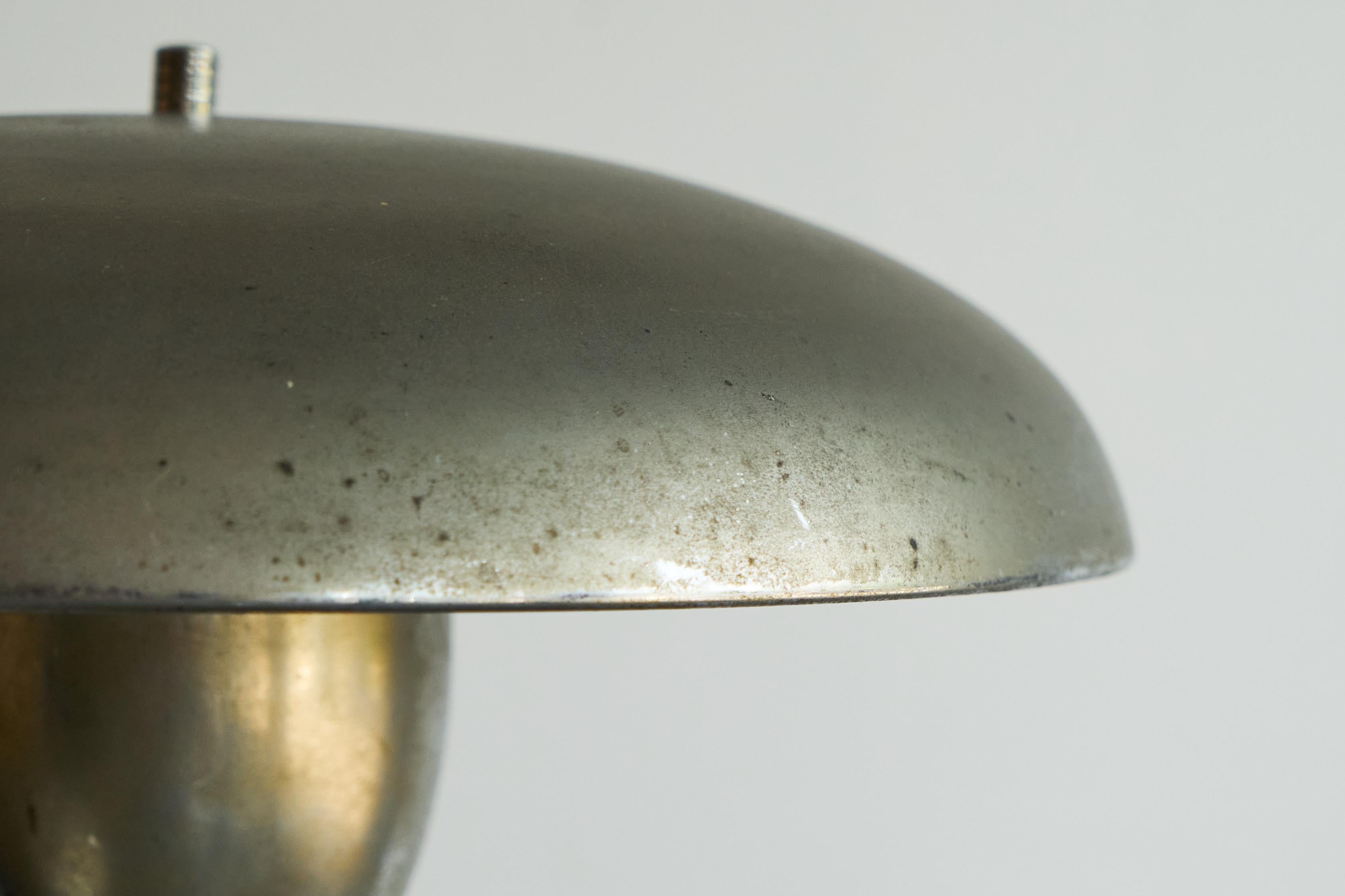 Table Lamp in Patinated and Chrome Plated Brass 1950s For Sale 1