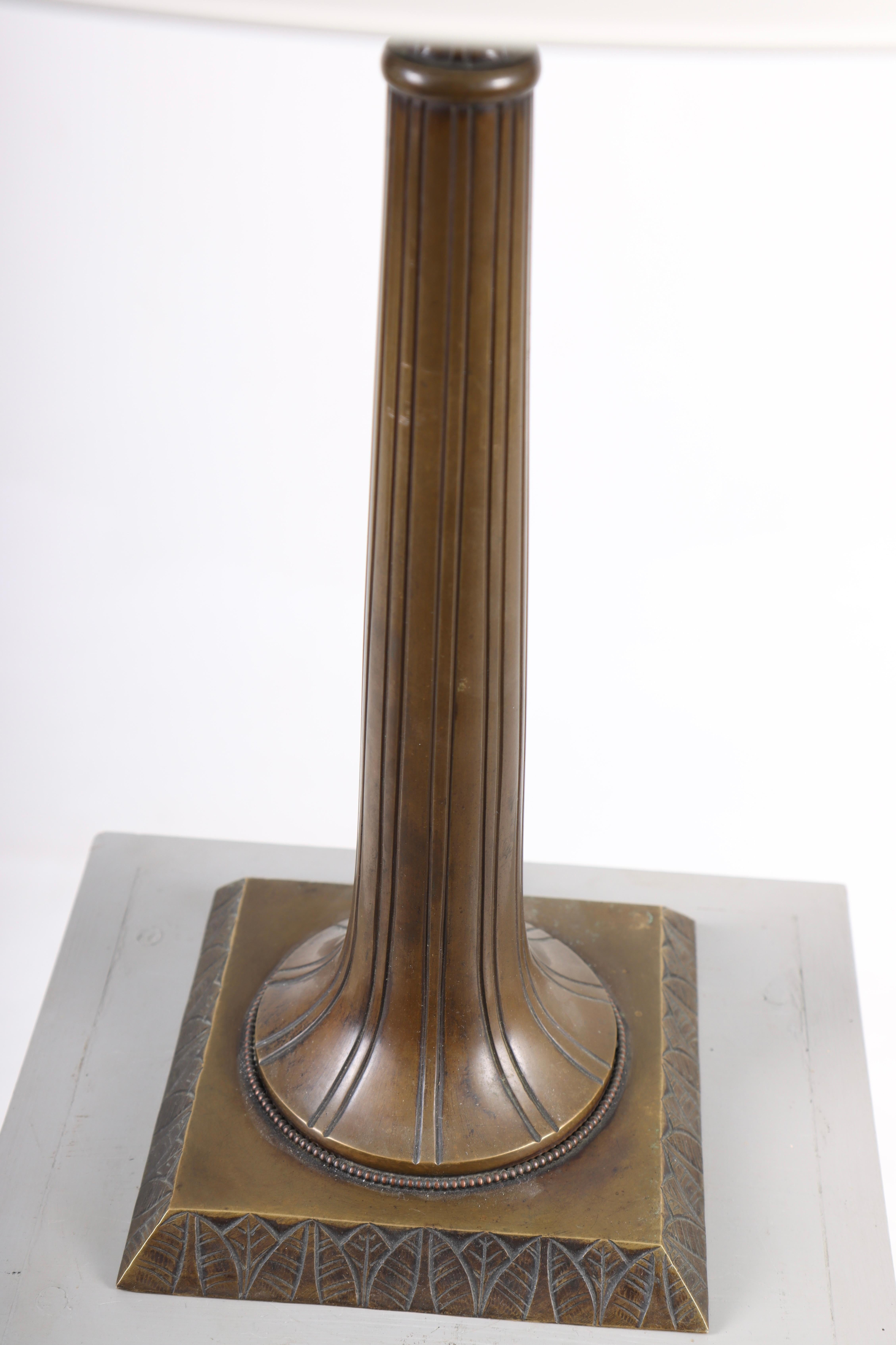 Mid-20th Century Table Lamp in Patinated Brass by Mogens Ballin, 1930s For Sale