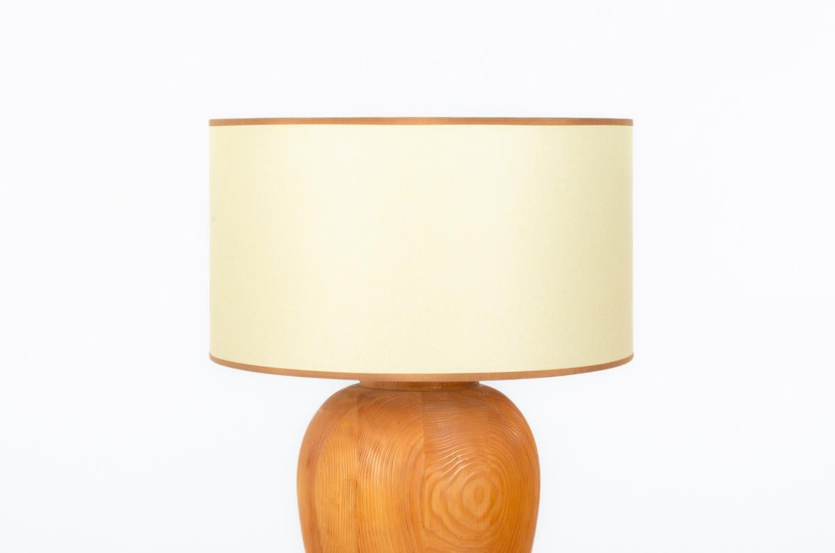 Table lamp in pine 1960 In Good Condition For Sale In JASSANS-RIOTTIER, FR