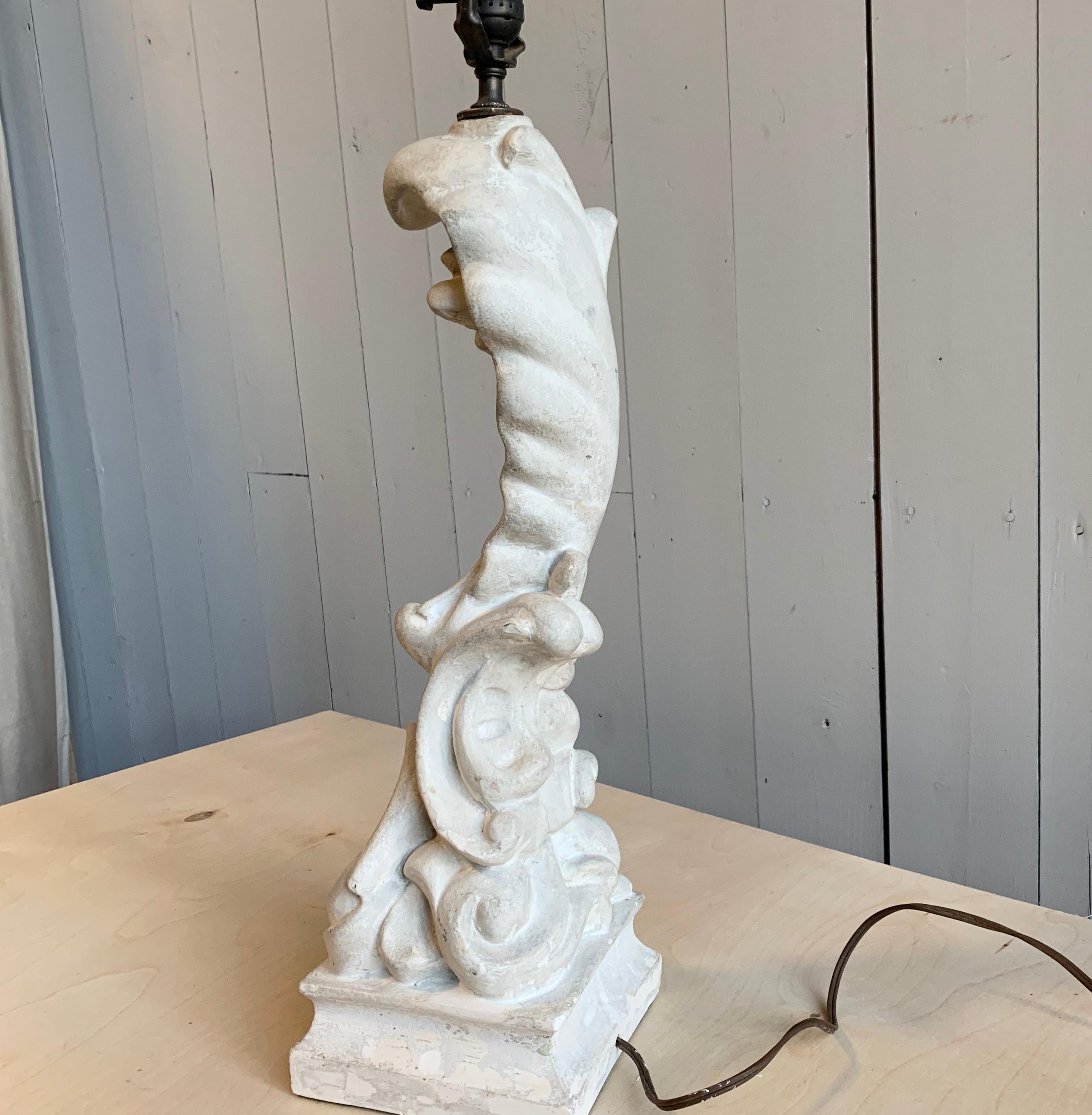 French Table Lamp in Plaster, Serge Roche, 1940s For Sale