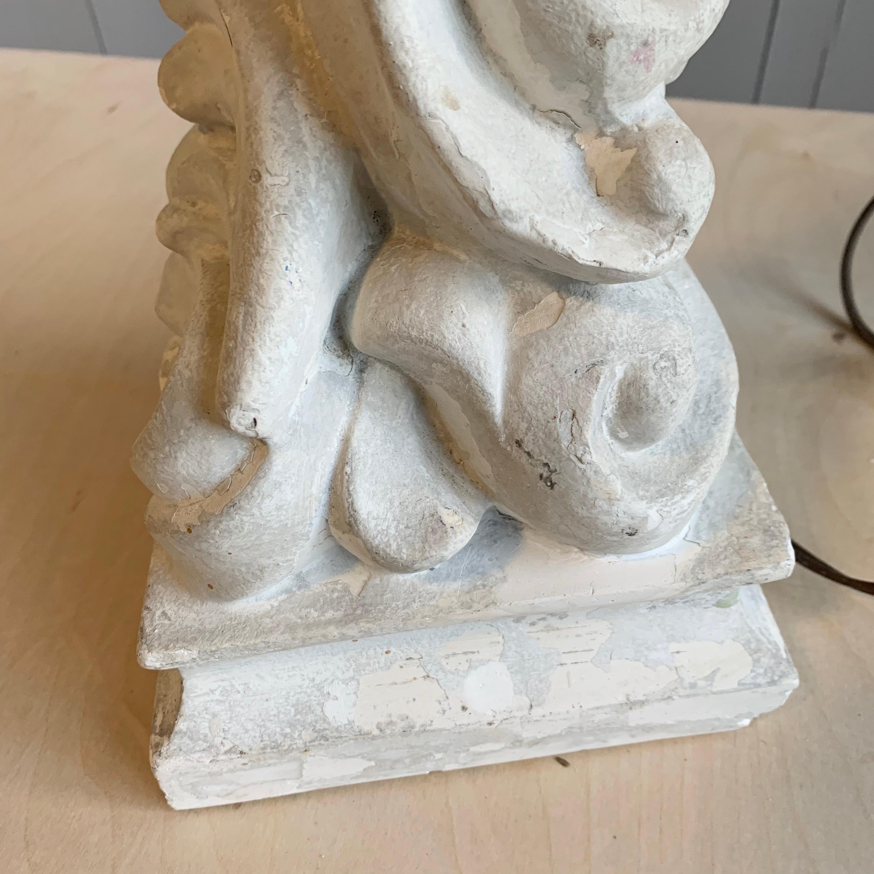 Cast Table Lamp in Plaster, Serge Roche, 1940s For Sale