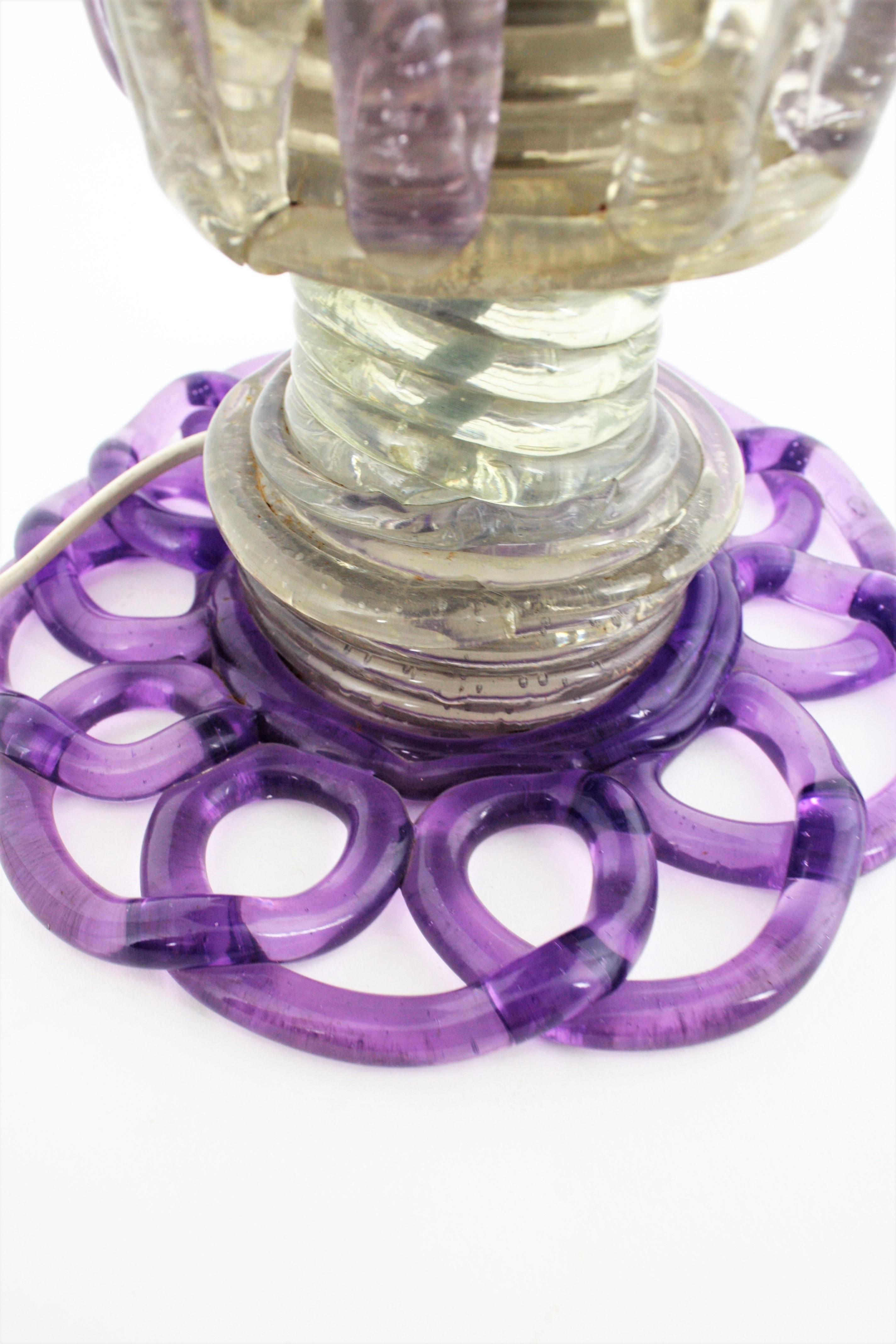 Table Lamp in Purple and Clear Lucite, 1960s 4