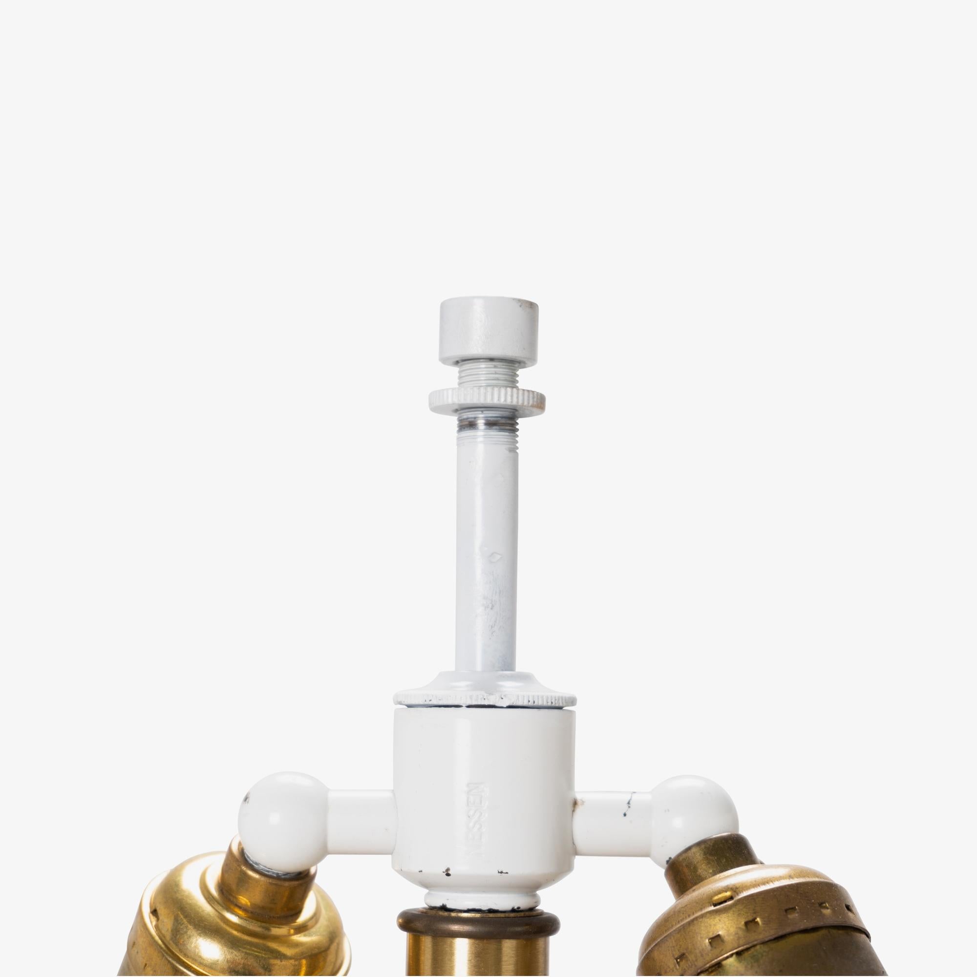 Brass Table Lamp in Siena Marble by Nessen Studios For Sale