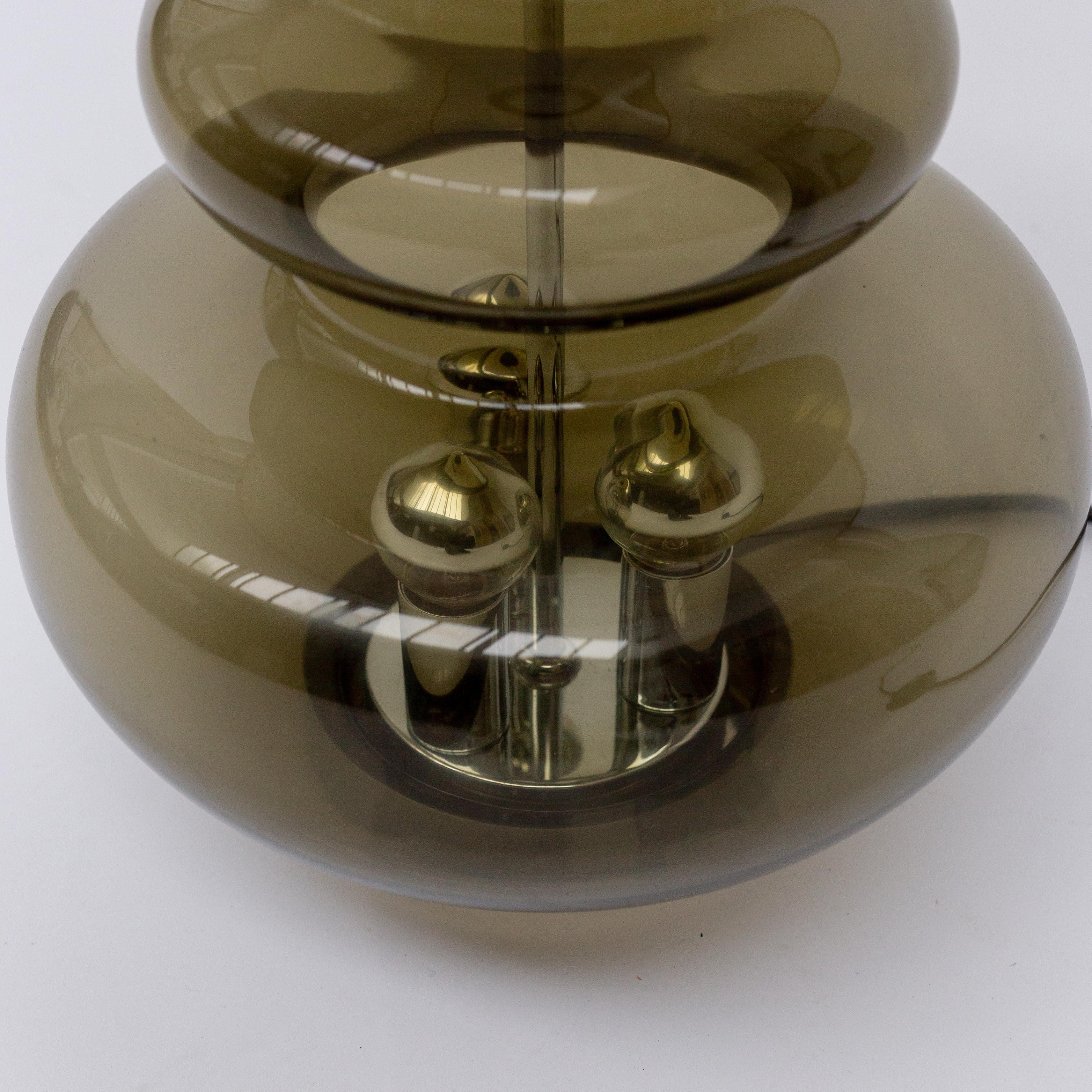 Mid-Century Modern Table Lamp In Smoked Glass By Doria Leuchten, 1960s
