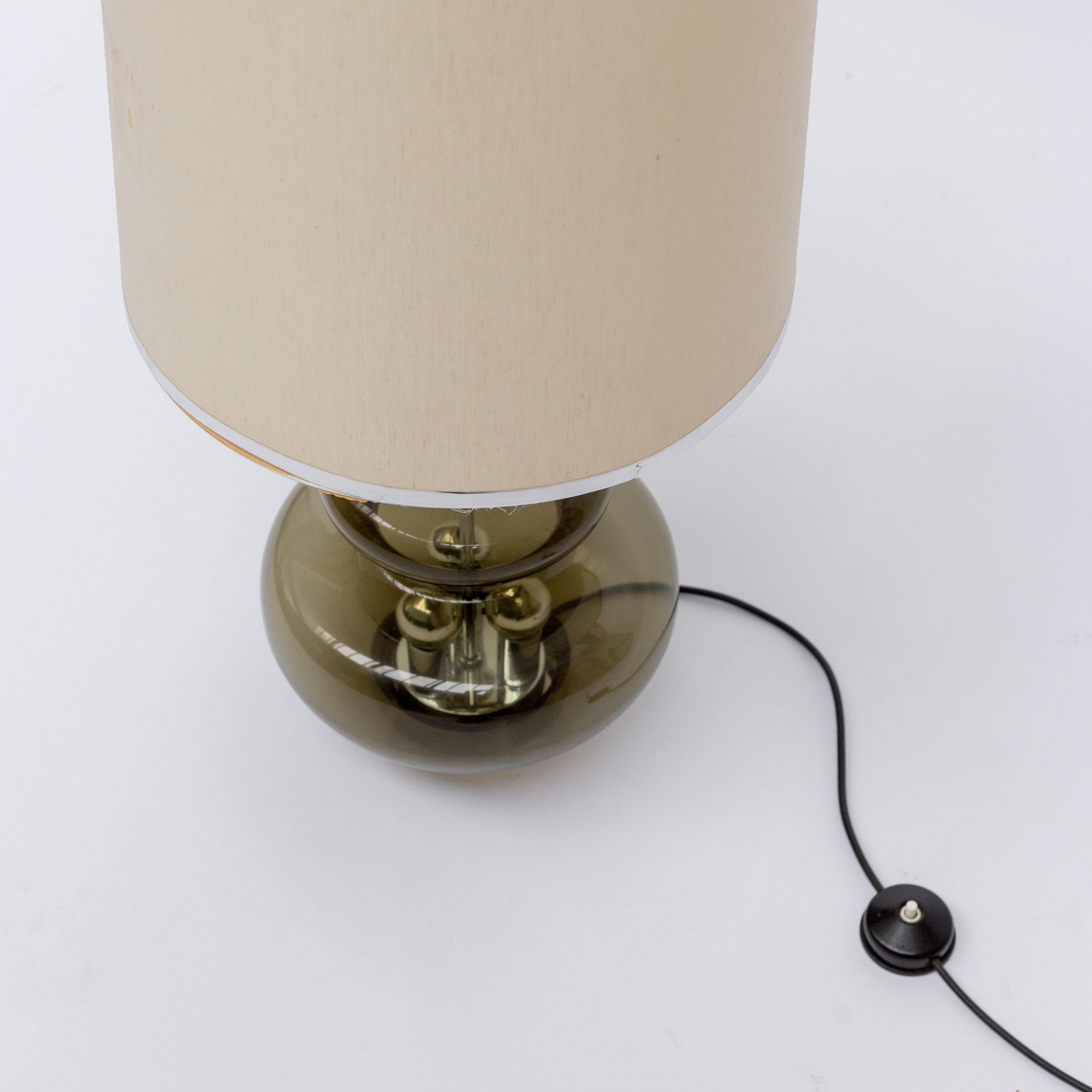 German Table Lamp In Smoked Glass By Doria Leuchten, 1960s