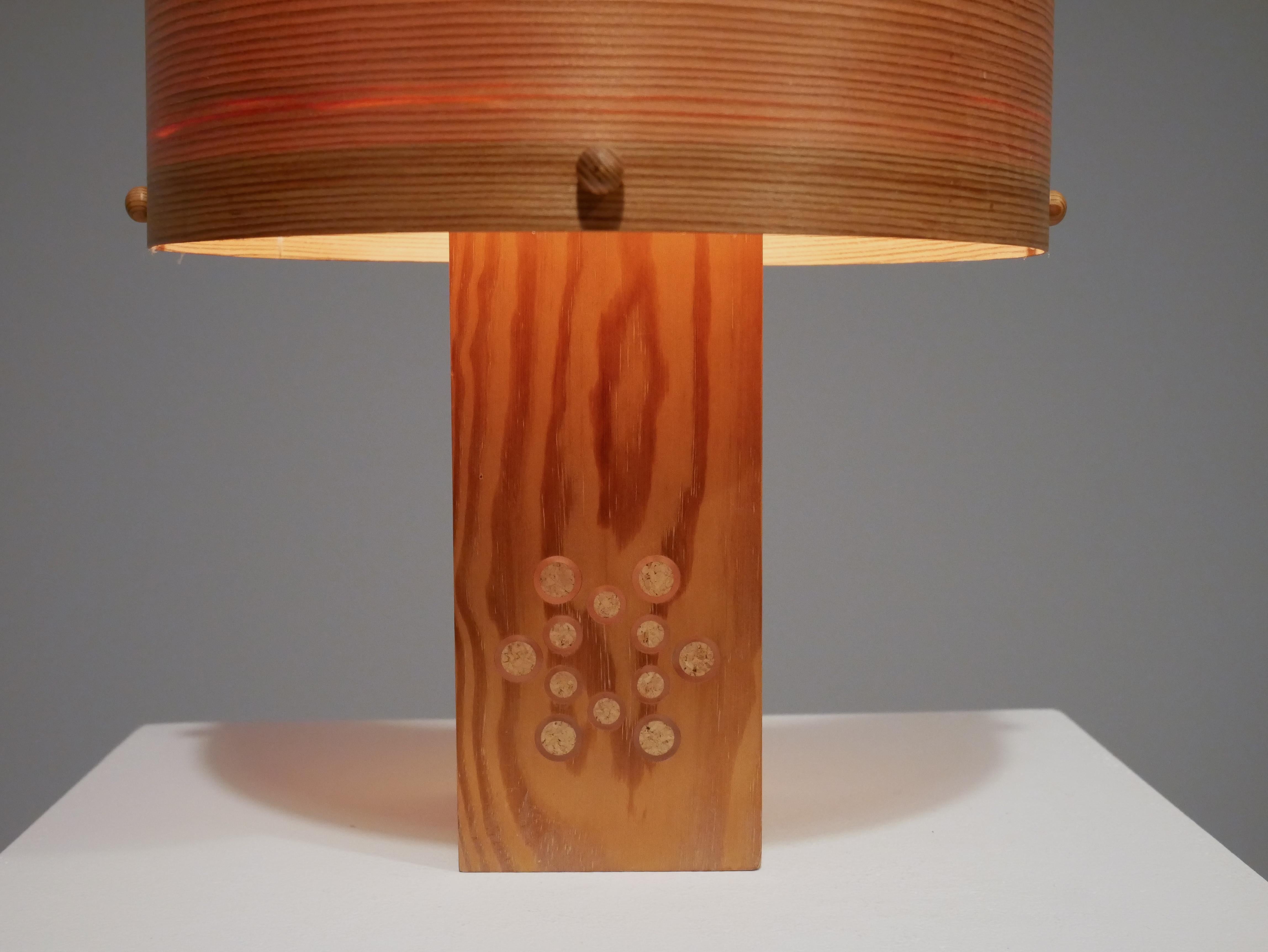 Scandinavian Modern Table Lamp in Solid Pine from the Swedish Company Pileprodukter, 1970s For Sale