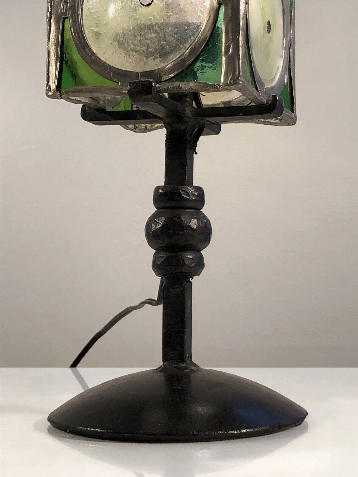 A RUSTIC MODERN Iron & Glass TABLE LAMP by ARTISANS DU LOIR & CHER, France 1960 For Sale 5