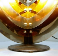 Table Lamp in Stainless Steel and Plexiglass Slats, Italy, 1970s