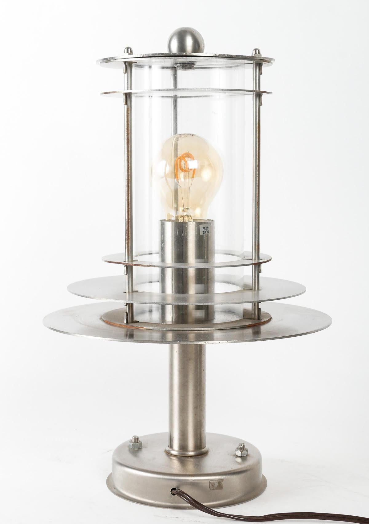 Table Lamp in Steel, 20th Century Work. In Good Condition For Sale In Saint-Ouen, FR
