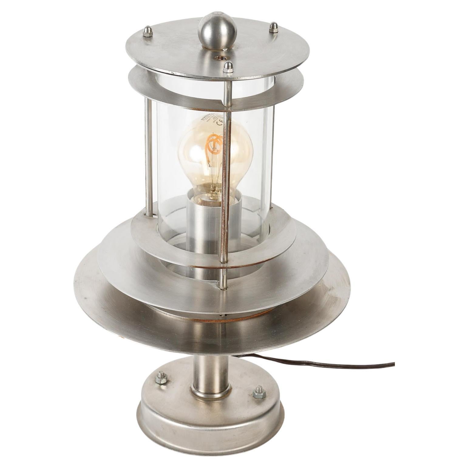 Table Lamp in Steel, 20th Century Work.