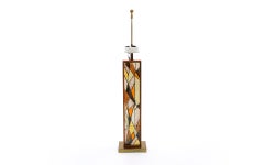Table Lamp in Teak and Ceramic Tiles in Orange, Yellow, White by Harris Strong