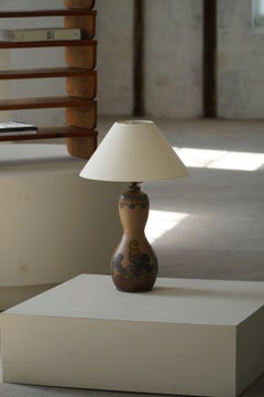 Table Lamp in Terracotta, Art Nouveau, L. Hjorth, Bornholm, Denmark, 1930s