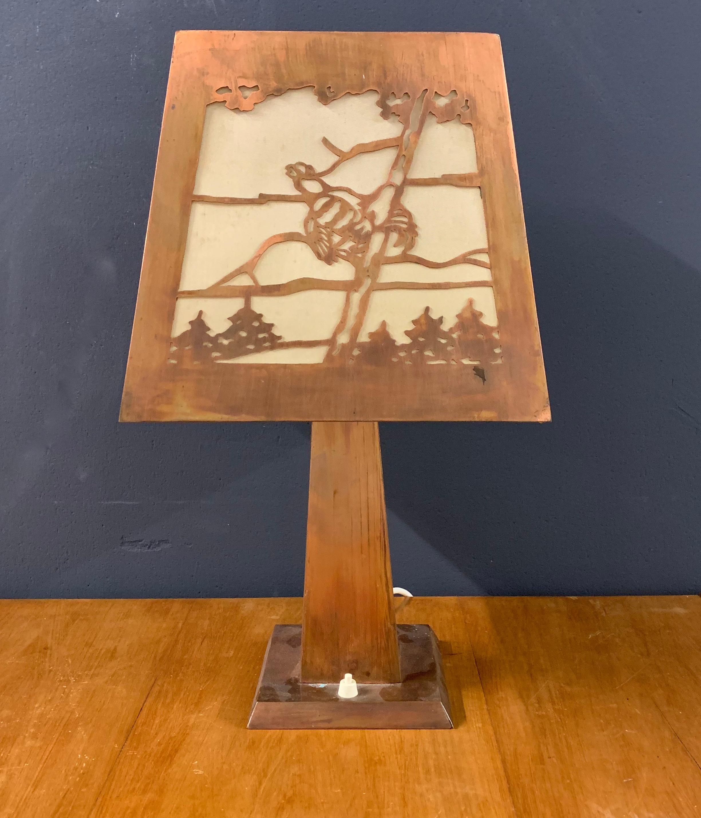 Arts and Crafts Table Lamp in the Manner of Charles Limbert For Sale