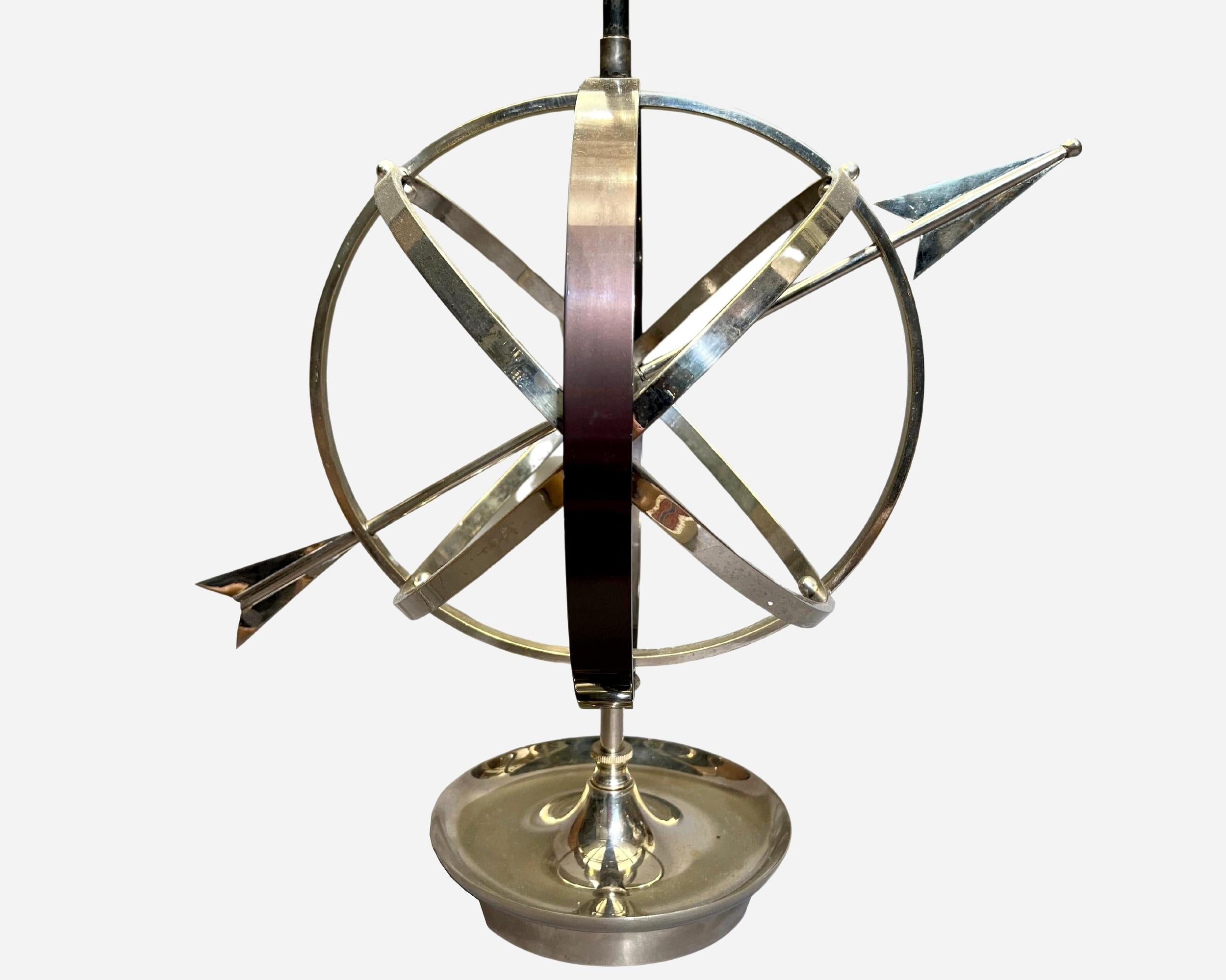 Patinated Table lamp in the shape of a celestial globe, Spain, circa 1970 For Sale