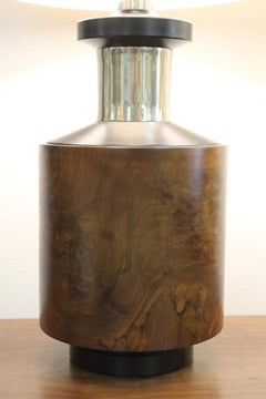 Burlwood Table Lamp in the style of Milo Baughman