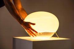 Table Lamp in Transparent and Opal White Glass by Vistosi, Italy 1974