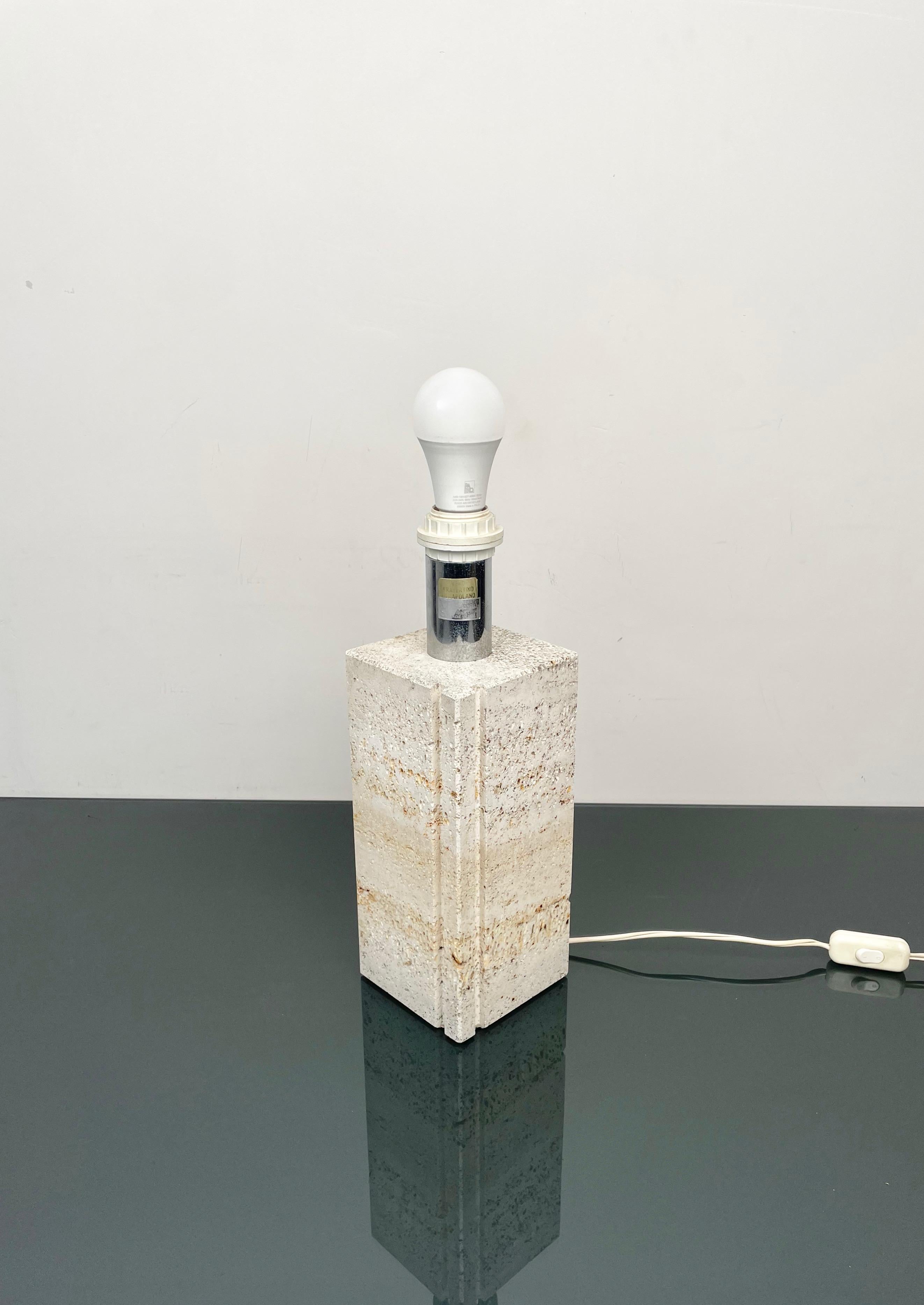 Late 20th Century Table Lamp in Travertine by Fratelli Mannelli, Italy 1970s For Sale