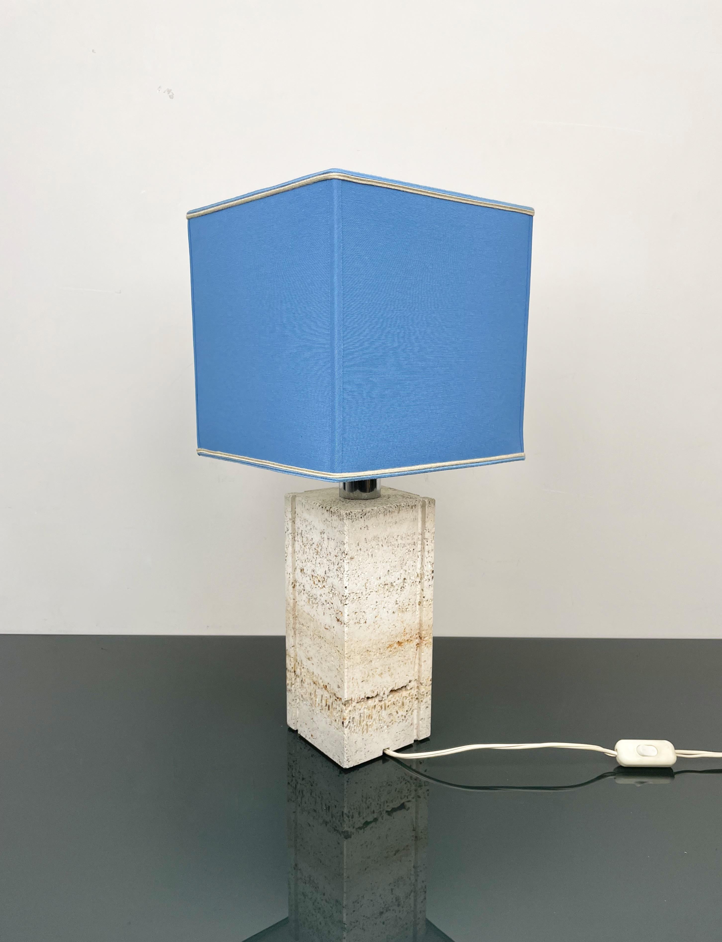 Table Lamp in Travertine by Fratelli Mannelli, Italy 1970s For Sale 1