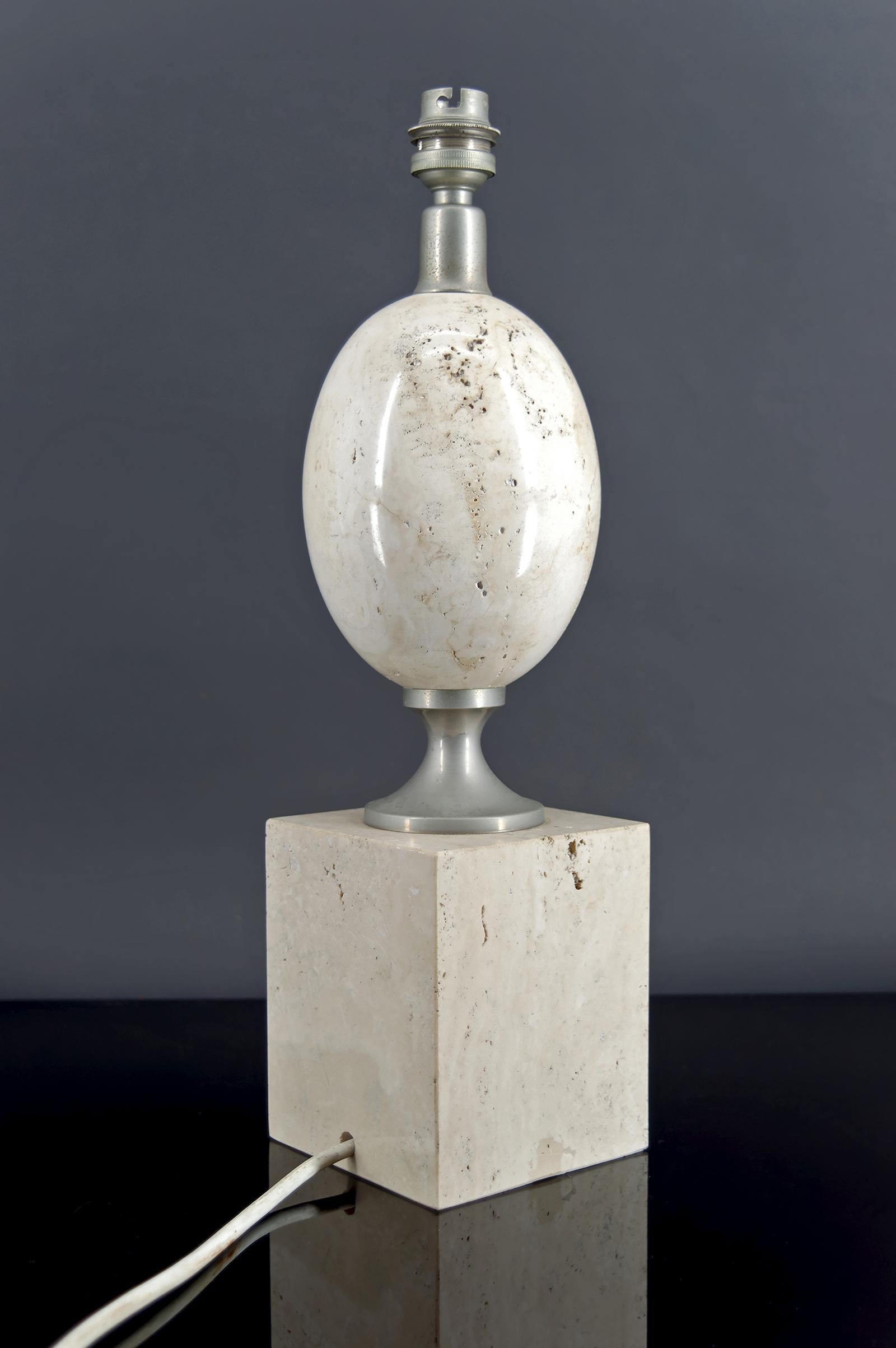 Lámpara de mesa en travertino, Maison Philippe Barbier, Francia, circa 1960-1970 Francés en venta