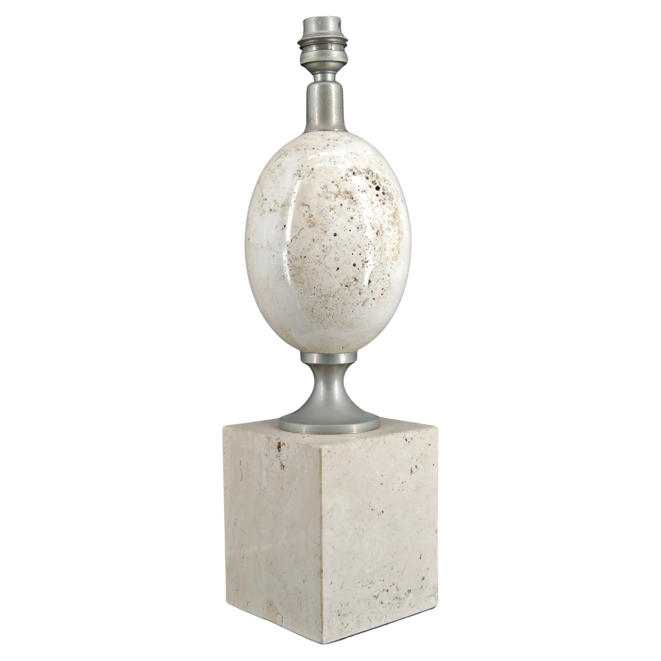 Table Lamp in Travertine, Maison Philippe Barbier, France, Circa 1960-1970
