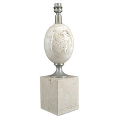 Table Lamp in Travertine, Maison Philippe Barbier, France, Circa 1960-1970