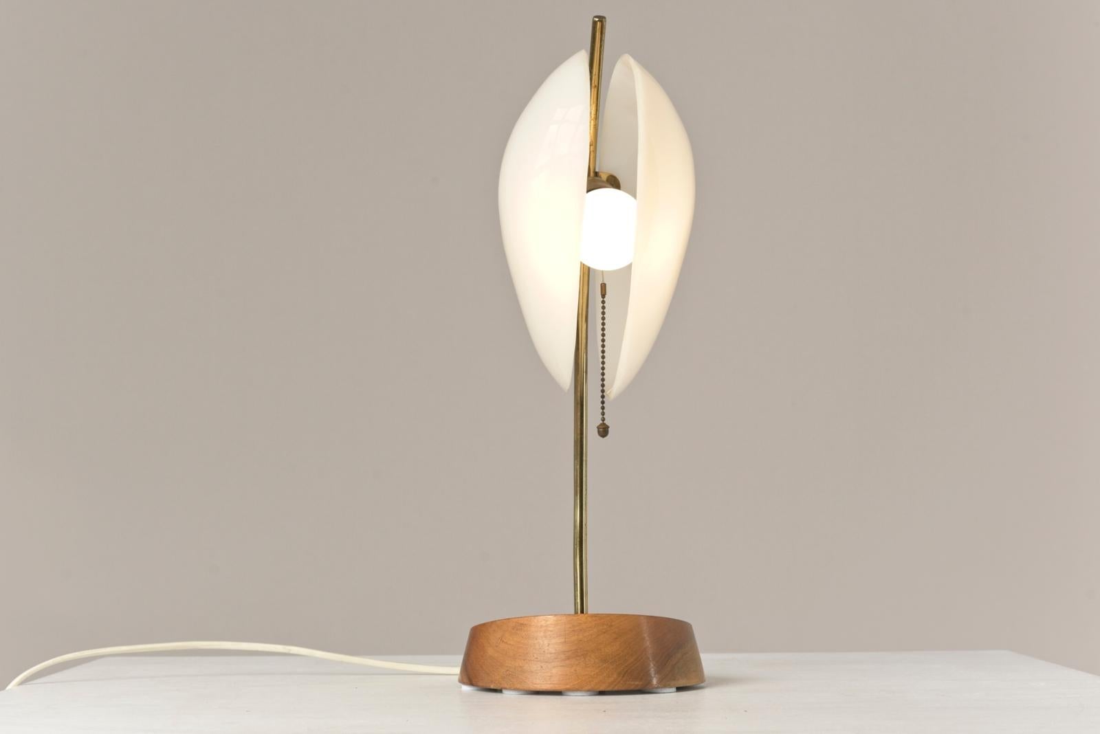 Mid-Century Modern Table Lamp in Walnut and Plexiglass, Germany - 1955 For Sale