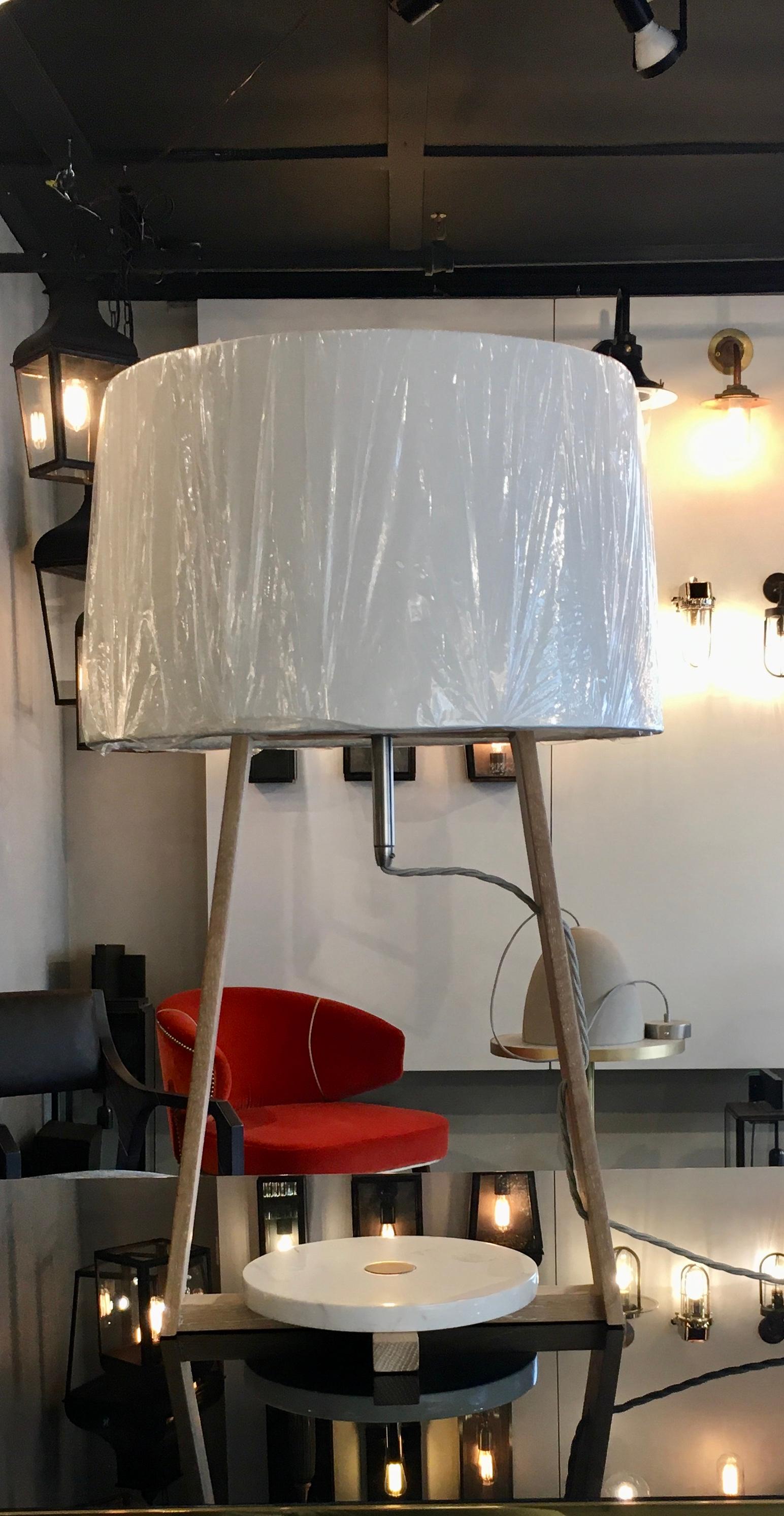 Table lamp in White Oak with a Marble base. In New Condition For Sale In Westport, CT