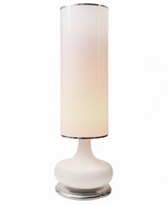 Table Lamp in White Opal with Chromed Base