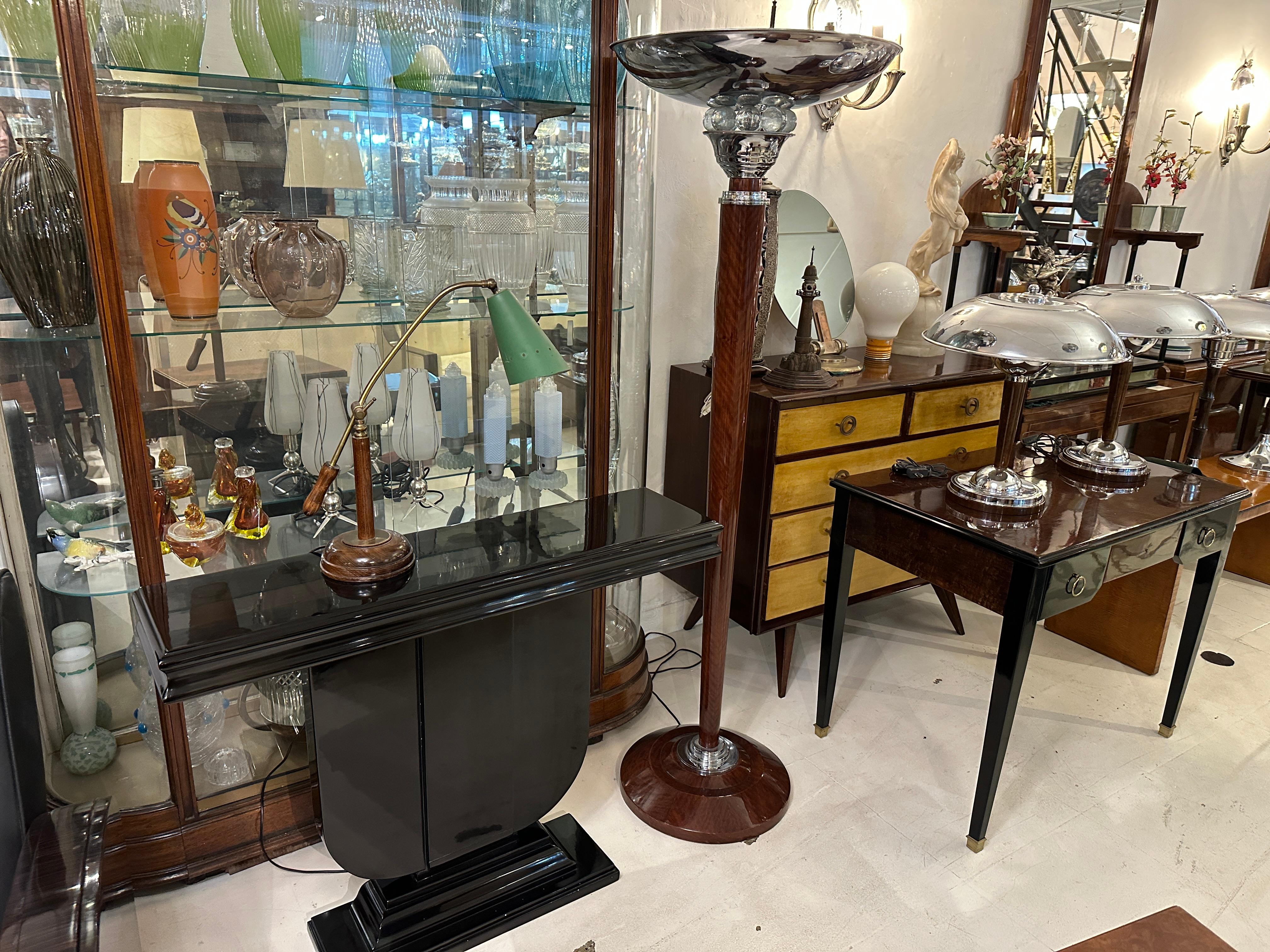 Table Lamp in wood and bronze, 1950, italian For Sale 4