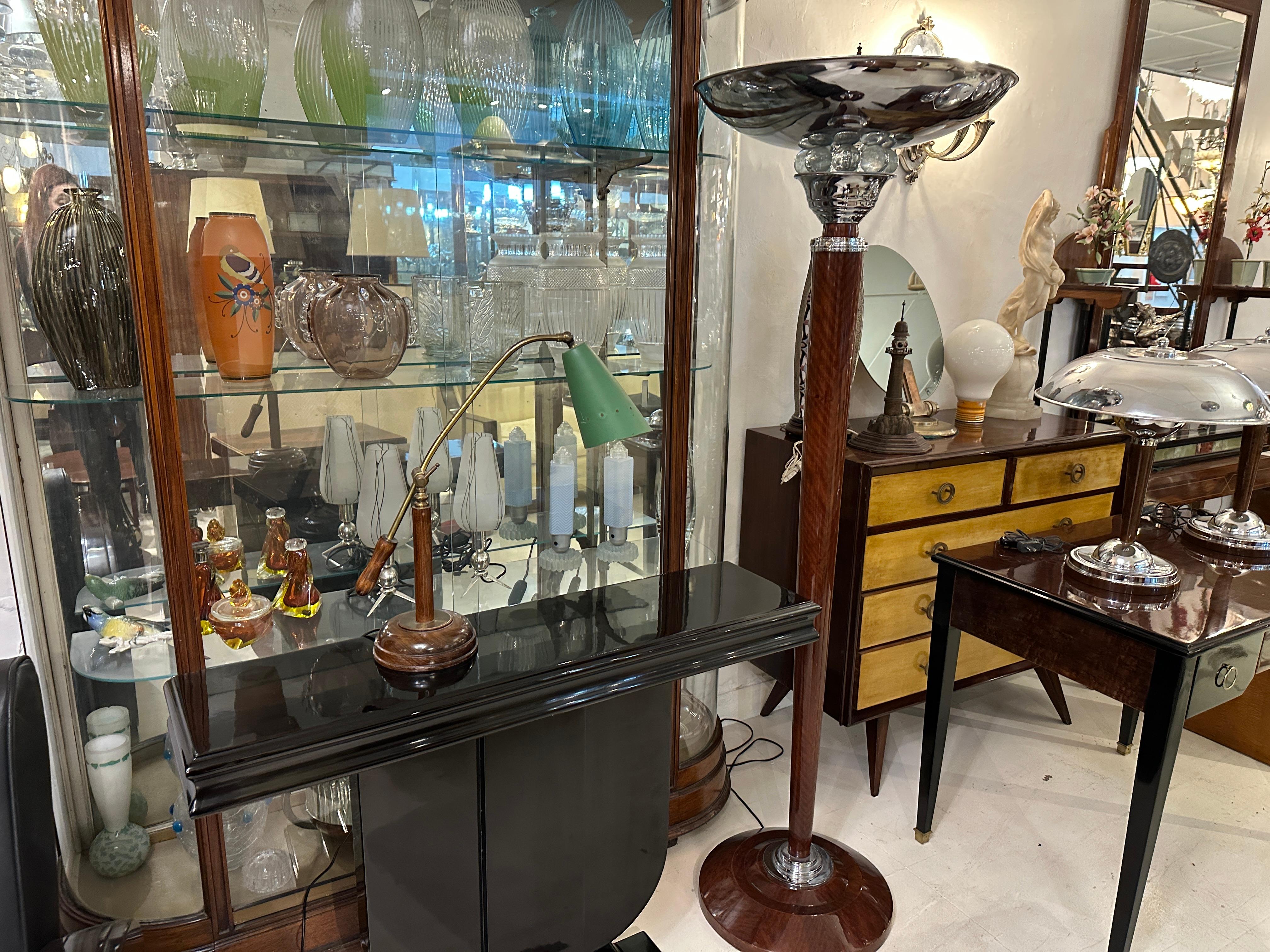 Table Lamp in wood and bronze, 1950, italian For Sale 5