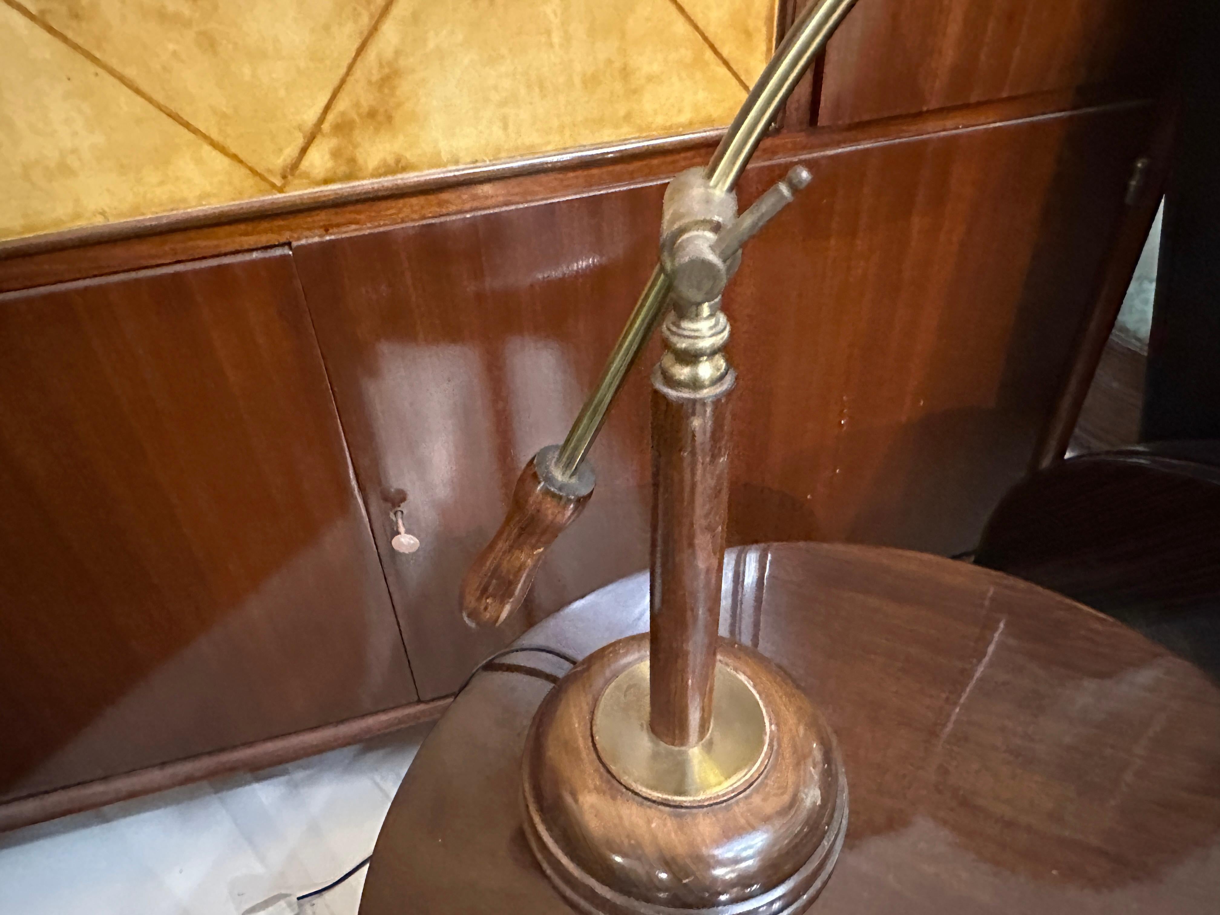 Table Lamp in wood and bronze, 1950, italian For Sale 1