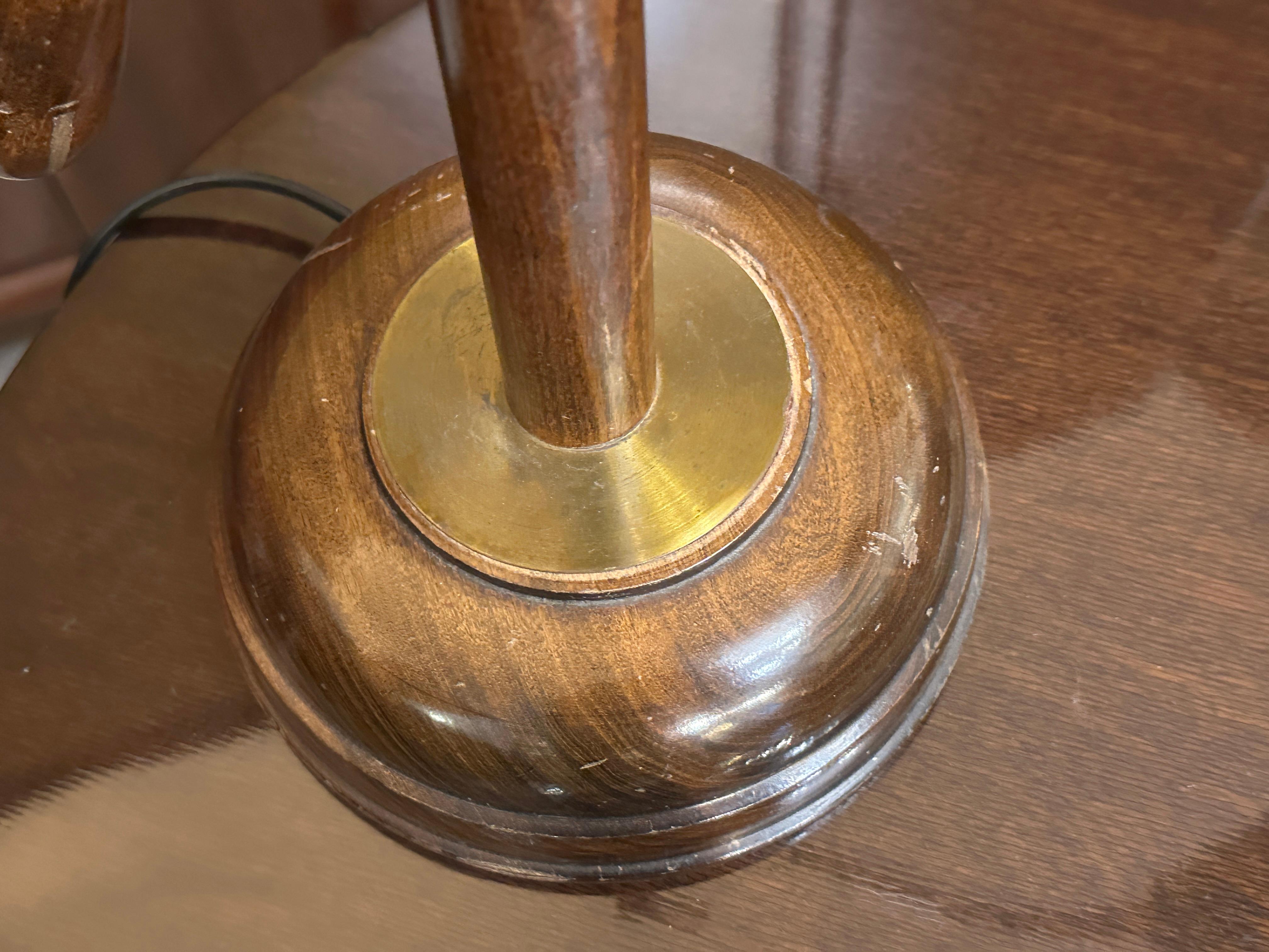 Table Lamp in wood and bronze, 1950, italian For Sale 2