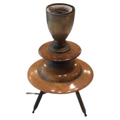 Table Lamp in wood and bronze, 1950, italian