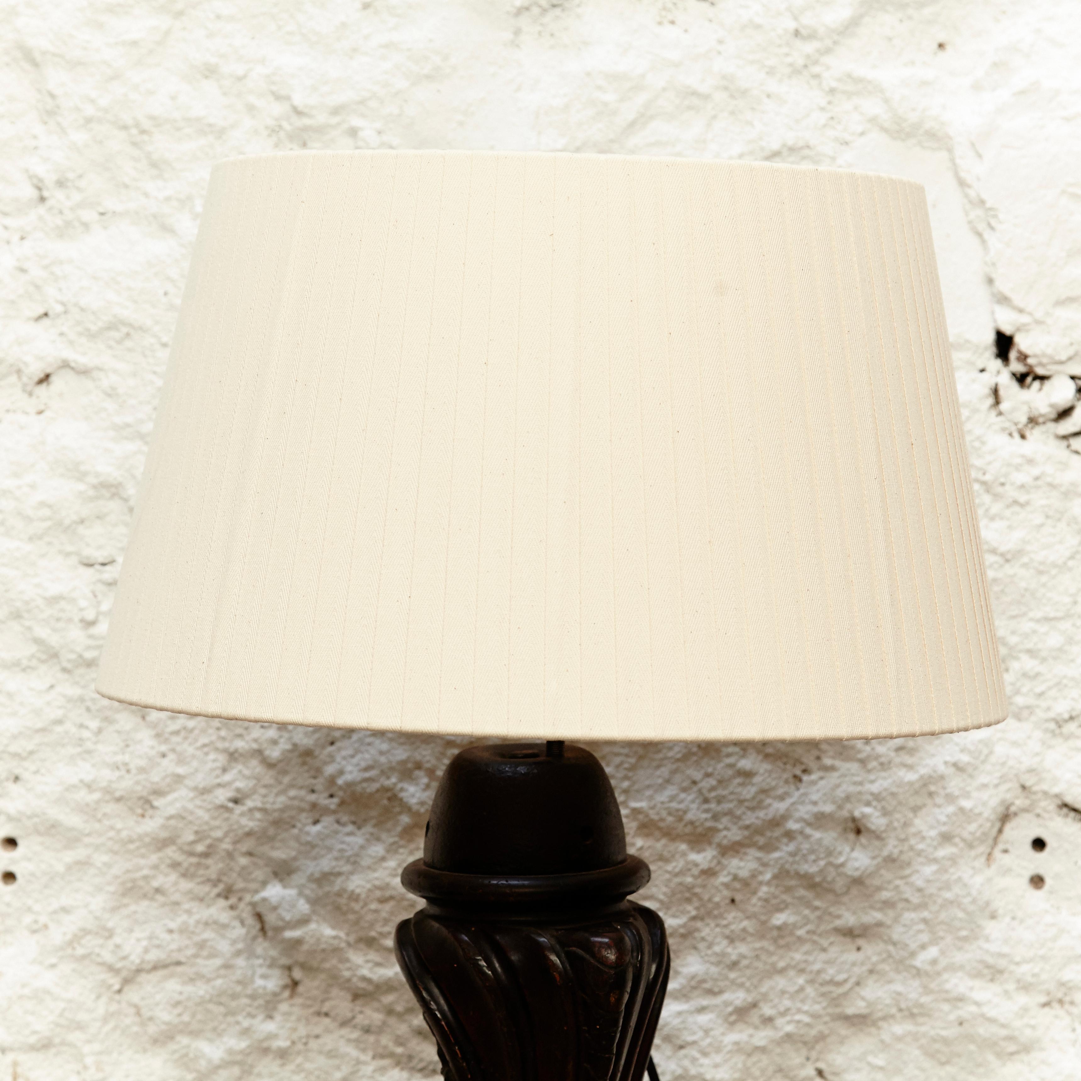 French Table Lamp in Wood, circa 1950