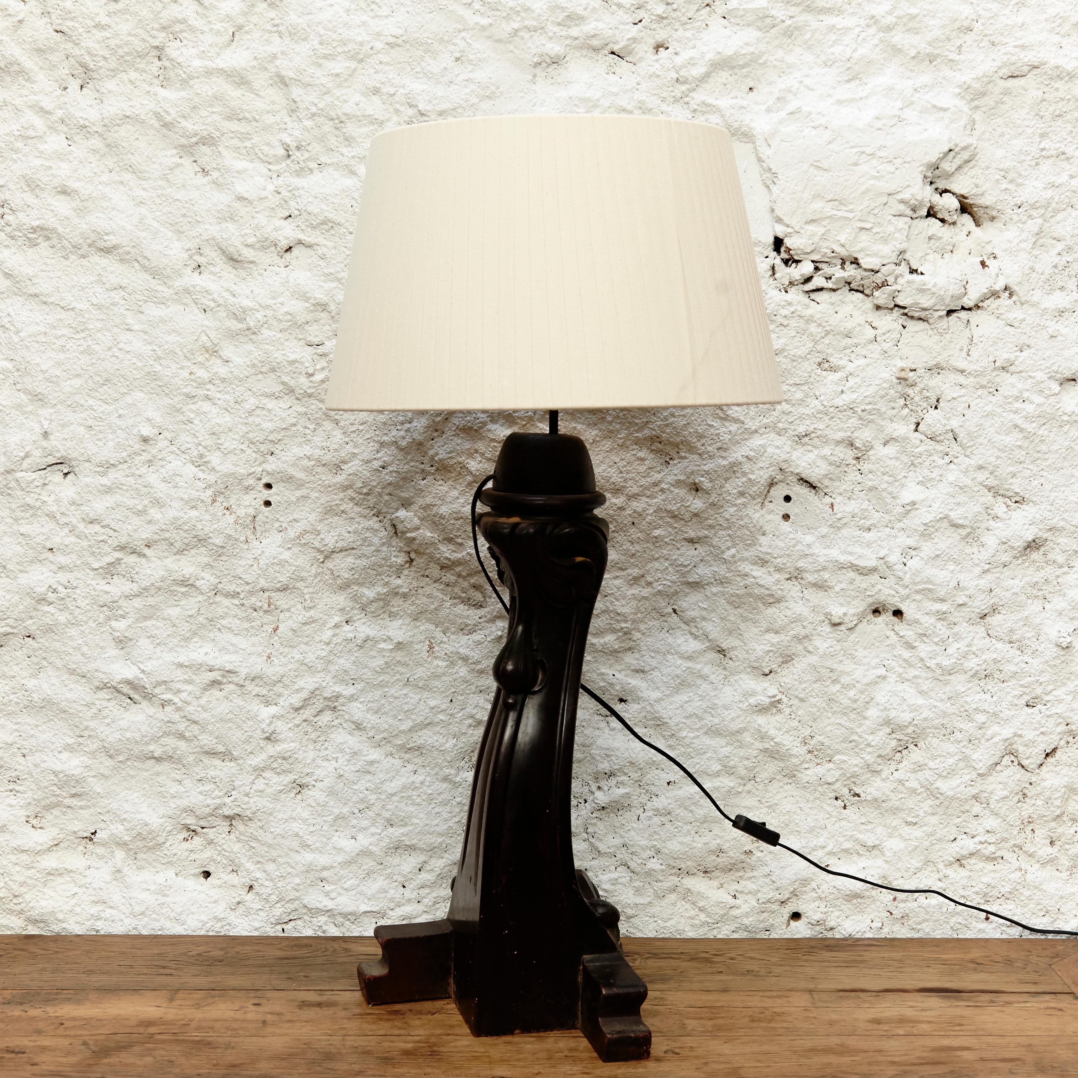 Mid-20th Century Table Lamp in Wood, circa 1950