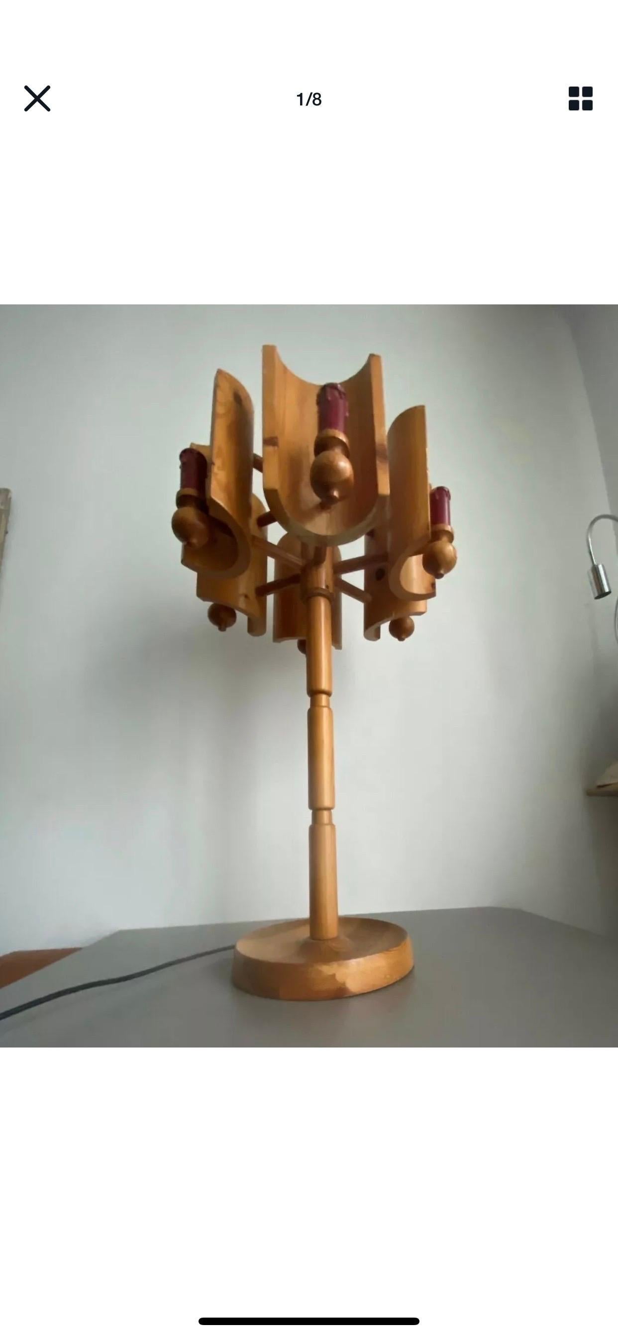 Lampe de table en bois Bon état - En vente à Saint-Ouen, FR