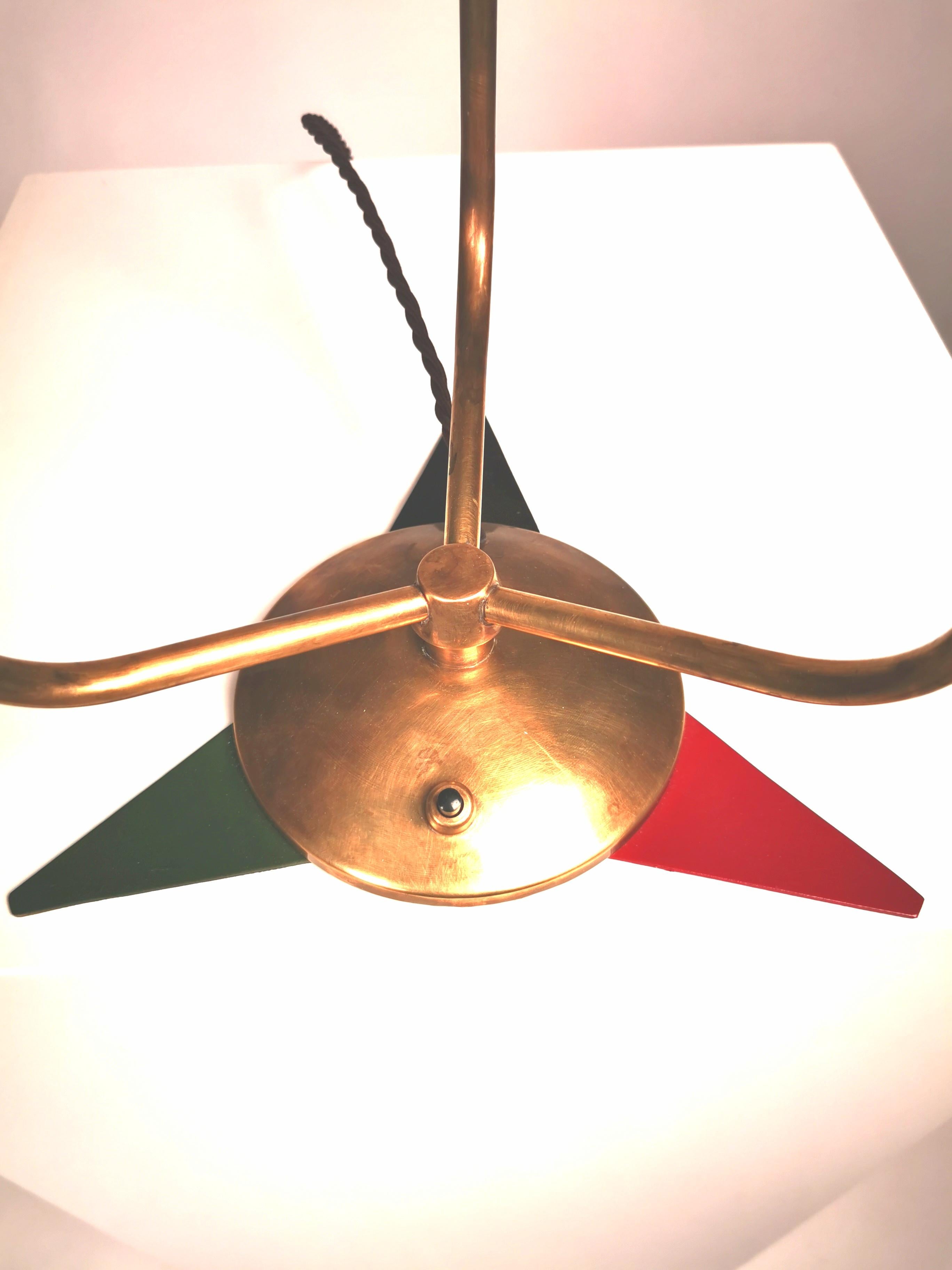 Mid-Century Modern Table Lamp, Italy 1960s, Brass and Opaline Glass
