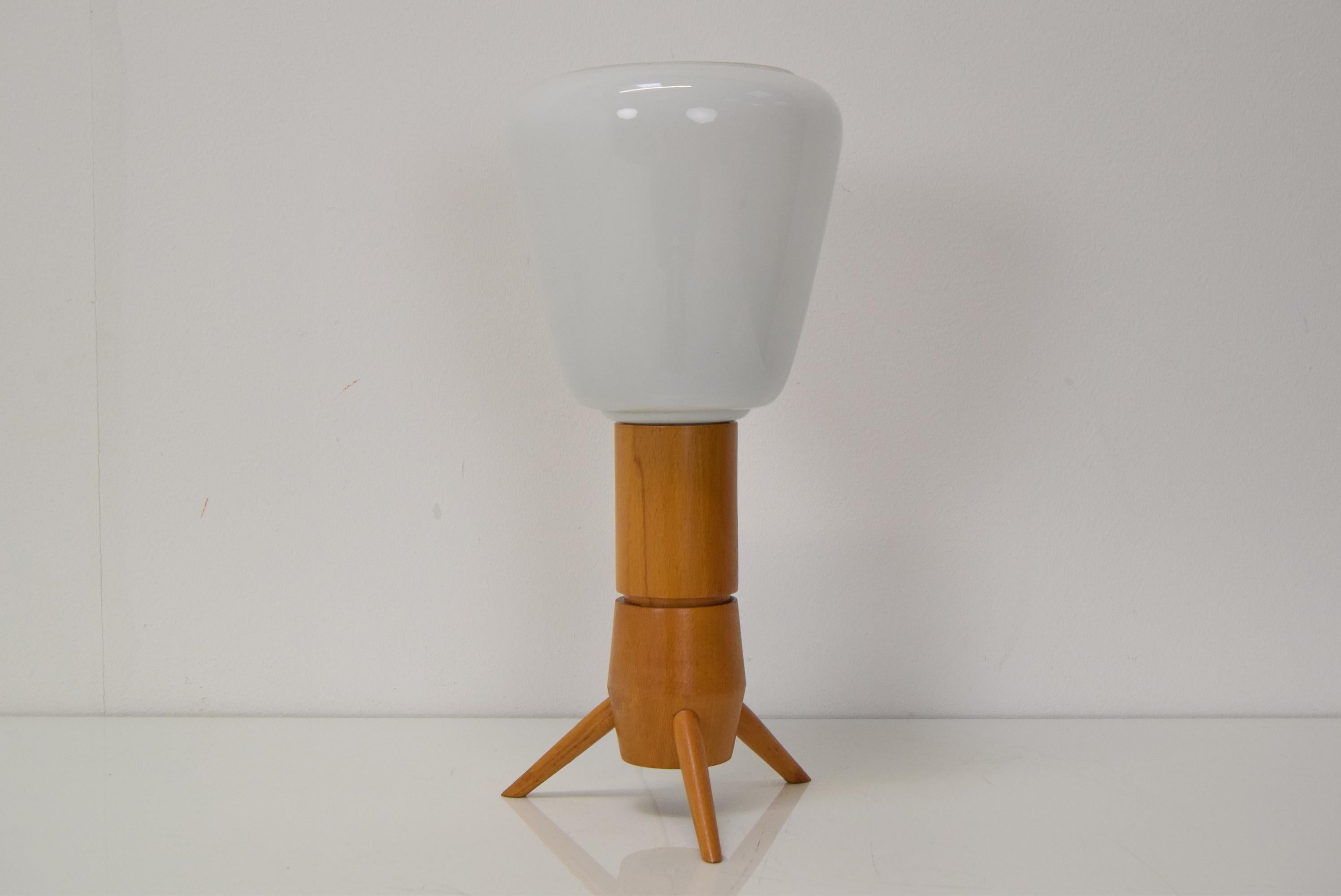 
The lamp is made of Wood and Opaline Glass
The lamp was completely disassembled and cleaned
It is equipped with a new electrical installation
1x E27 or E26 bulb
US adapter included
With Aged Patina
Good Condition


