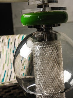 Contemporary Table Lamp Lampshade Crystal Brass Glass Silver Nickel Italy