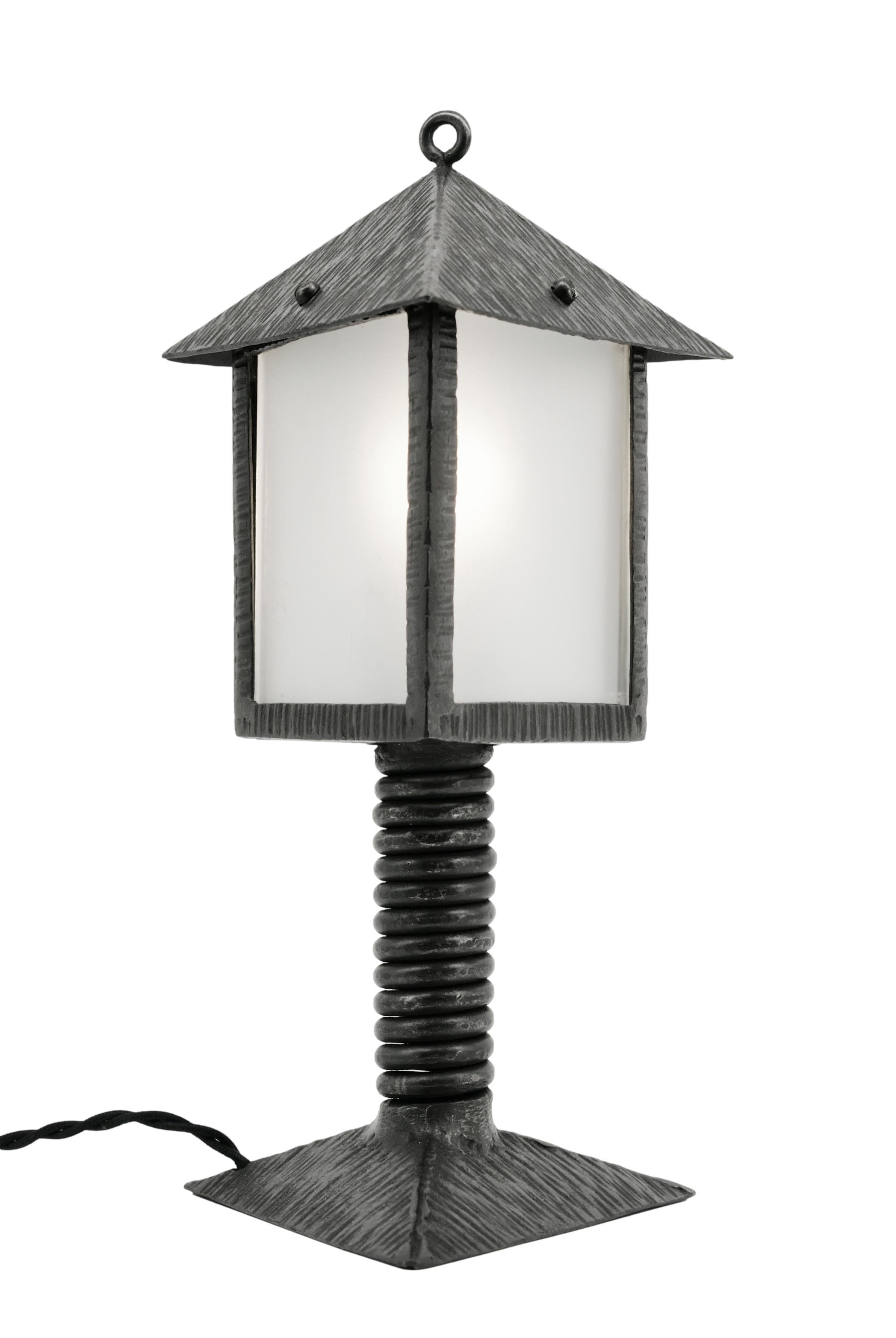 Glass Table Lamp / Lantern, 1920 For Sale