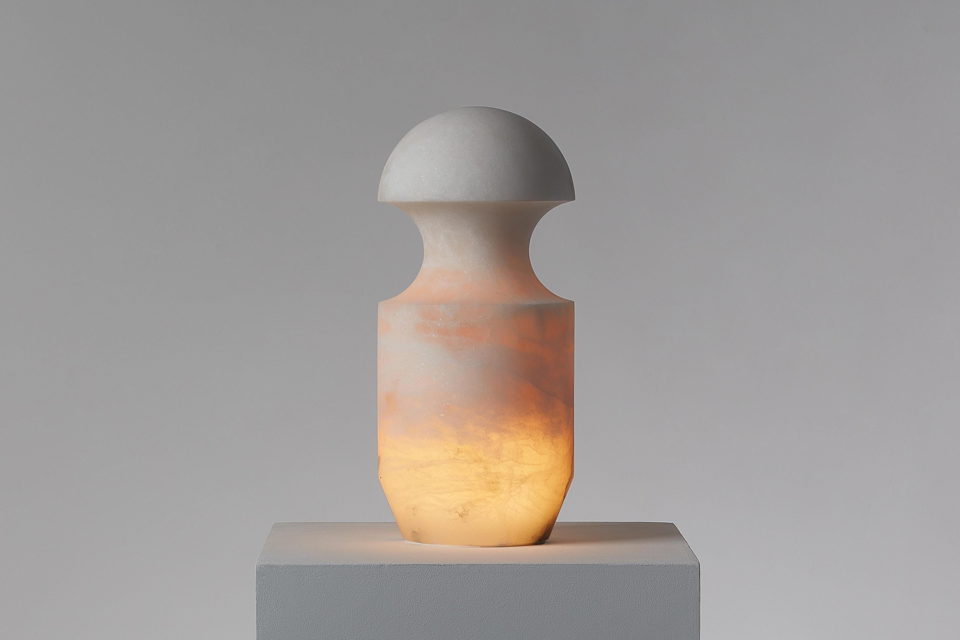 Spanish Contemporary large handcrafted table lamp in alabaster, “Bira” by J. Linacisoro For Sale