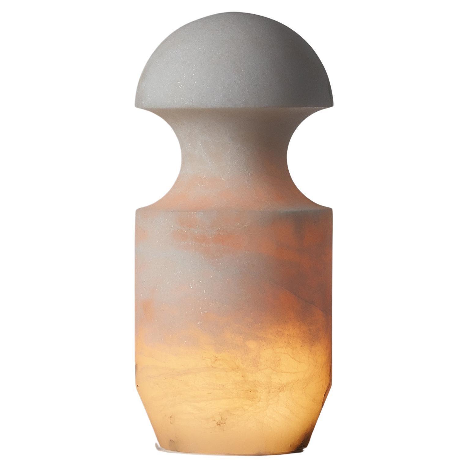 Contemporary large handcrafted table lamp in alabaster, “Bira” by J. Linacisoro